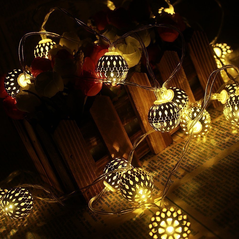 Rose Gold Geometric LED Fairy Lights - 20 LEDs, Battery Powered for Bedroom & Wedding Decor