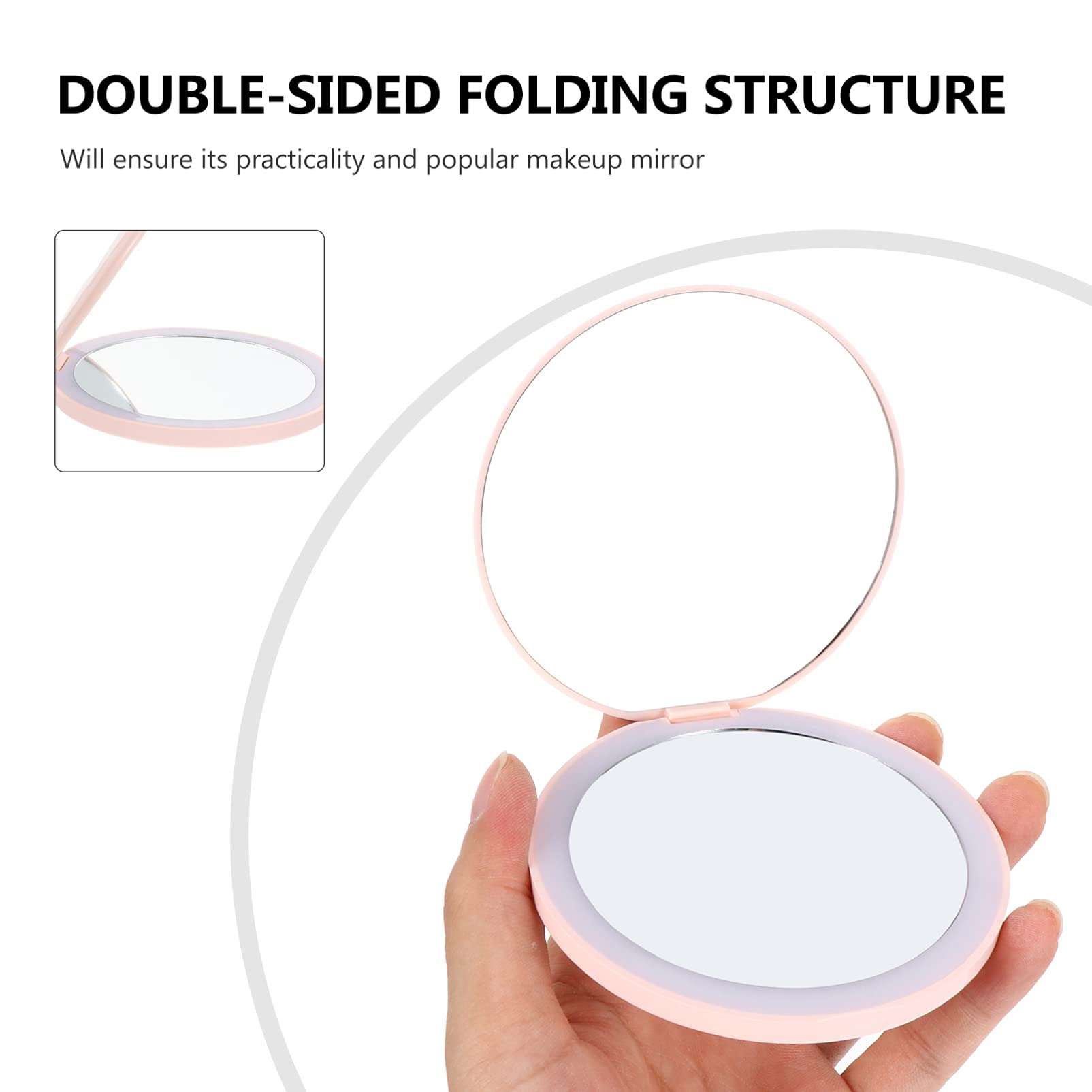 OSALADI Travel Mirror with LED Lights - Rechargeable Folding Makeup Mirror for Women & Girls | Portable Vanity Mirror with Bright Illumination | Perfect for Travel, Home, and Salon Use (White)