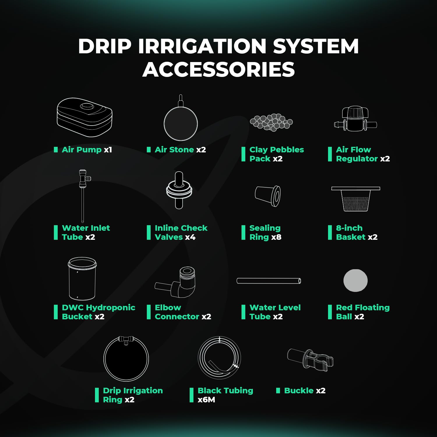 Mars Hydro DWC Hydroponics Grow System - 5 Gallon Deep Water Culture Kit with 8W Air Pump, Multi-Purpose Air Hose, Air Stone, 2 Buckets & Top Drip Kit | Indoor Herb Garden, Hydroponic Vegetables, Plant Growing System for Home & Greenhouse Use