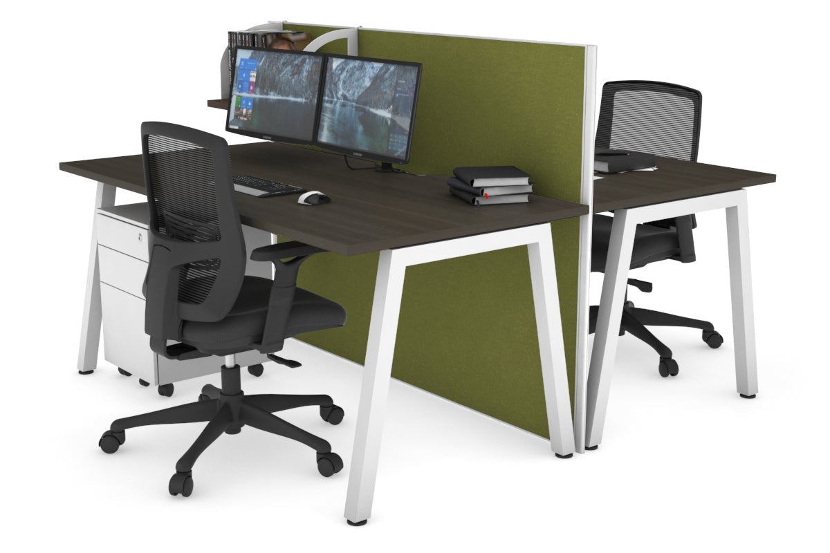 Horizon Quadro 2-Person Office Workstation Bench with A-Legs - 1400mm x 800mm Dimensions, Cable Management Scallop - Perfect for Collaborative Workspaces & Shared Office Desks