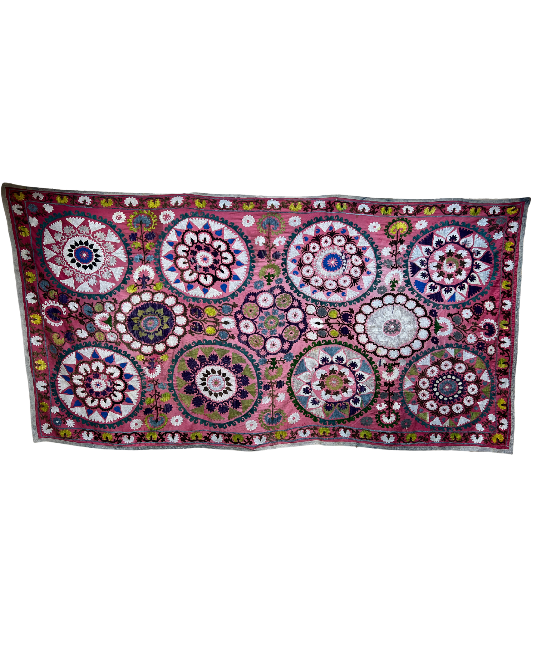 Extra Large Suzani 08 - Handmade Turkish Cotton Throw Blanket for Sofa, Bed & Home Decor | Perfect for Boho Chic, Farmhouse & Cozy Living Room Style