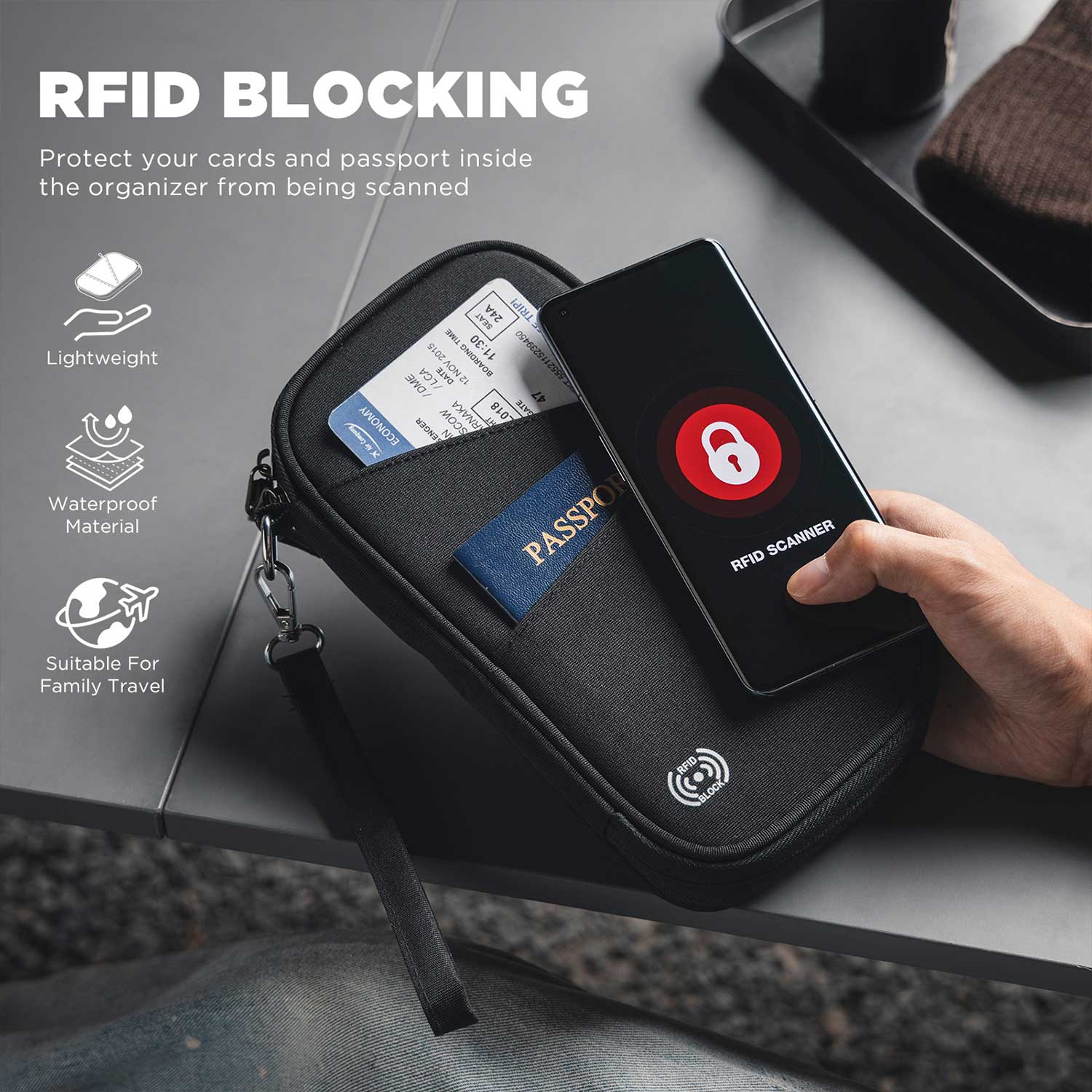 DPW100 RFID Blocking Passport Holder - Ultimate Travel Companion with Multiple Card Slots & Secure Zipper | Perfect for International Trips, Business Travel & Vacation Organization