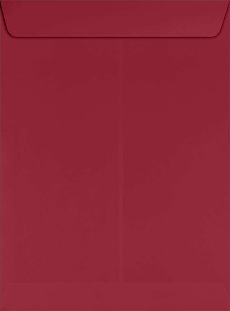 LUXPaper 9 x 12 Open End Envelopes - Self Seal Peel & Press, Garnet Red, 80lb Text Weight, Pack of 250 | Perfect for Wedding Invitations, Business Mailings & Greeting Cards
