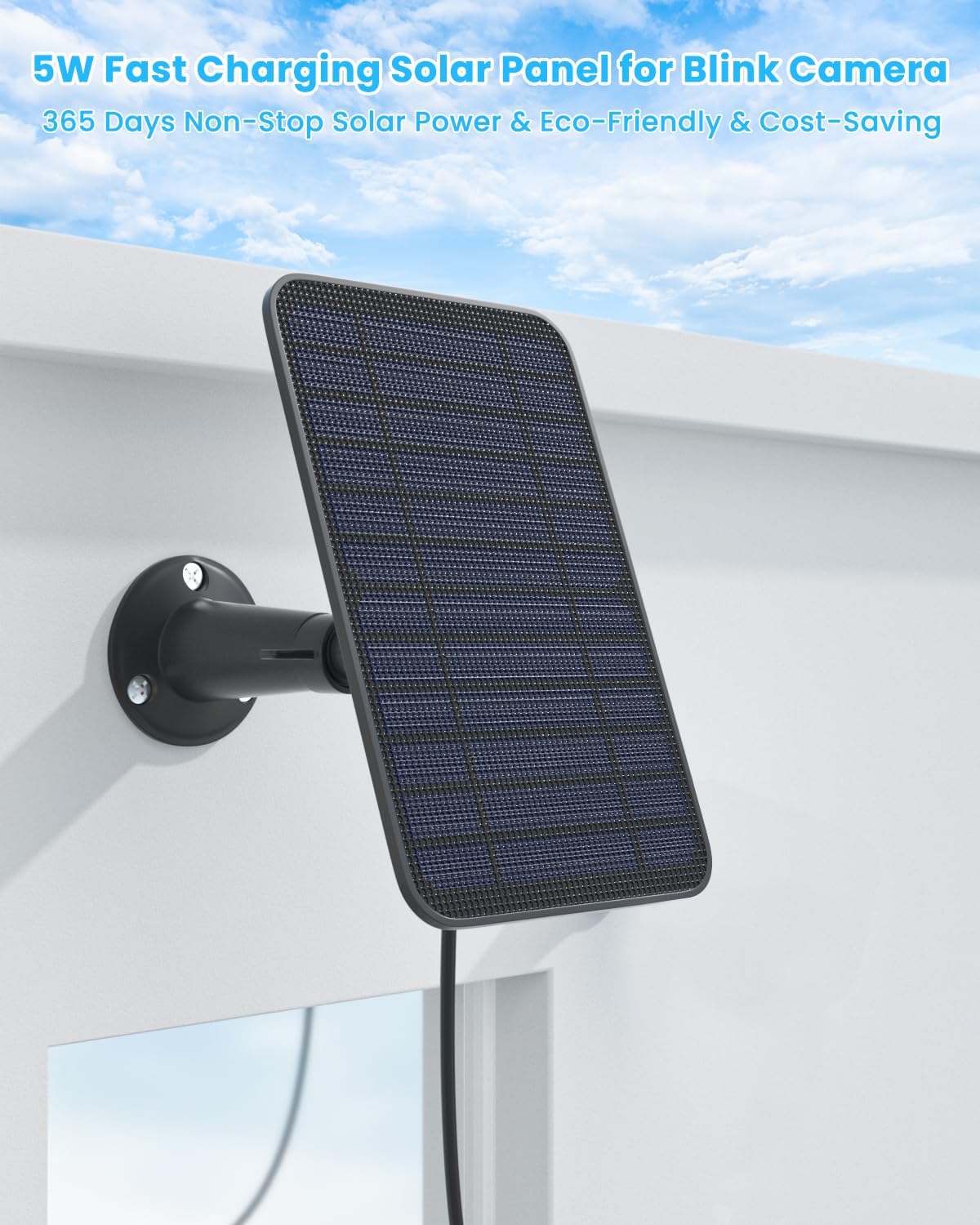 5W Solar Panel for Blink Outdoor 4 (4th Gen) Camera - 4 Pack Weatherproof IP65 Solar Charger with 13.1ft Cable & Secure Wall Mount - Continuous Power for Home Security & Surveillance Cameras in All Weather Conditions