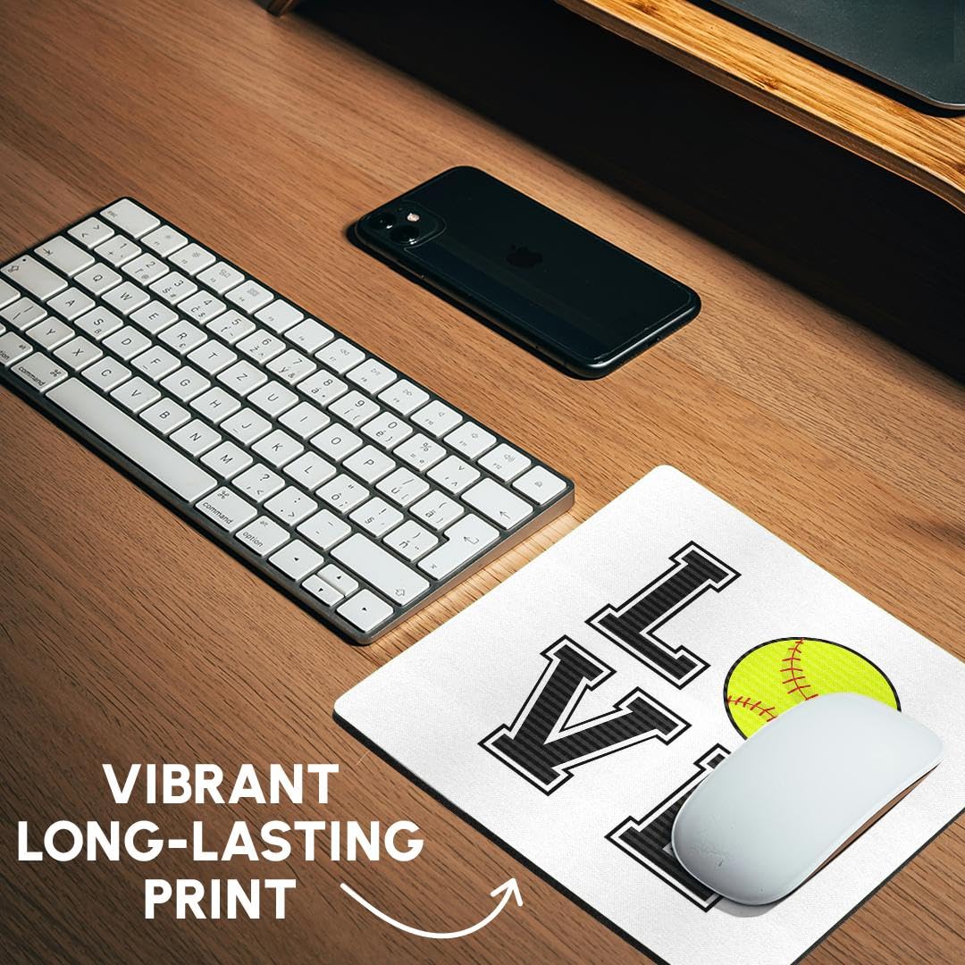 Custom Softball Mouse Pad - 8x8 Inch Non-Slip Gaming Mousepad with Vibrant Print, Perfect for Baseball Fans & Office Use (mp_223342_1) - Ideal for Computer Work, Gaming, and Sports Enthusiasts