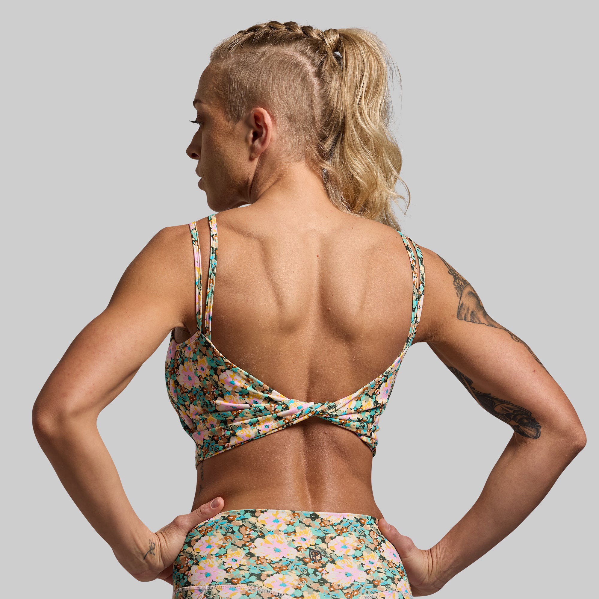 Tempo Biker Short Set - High Waist Workout Shorts for Women | Petal Perfect Floral Print | Gym, Yoga, Running & Cycling