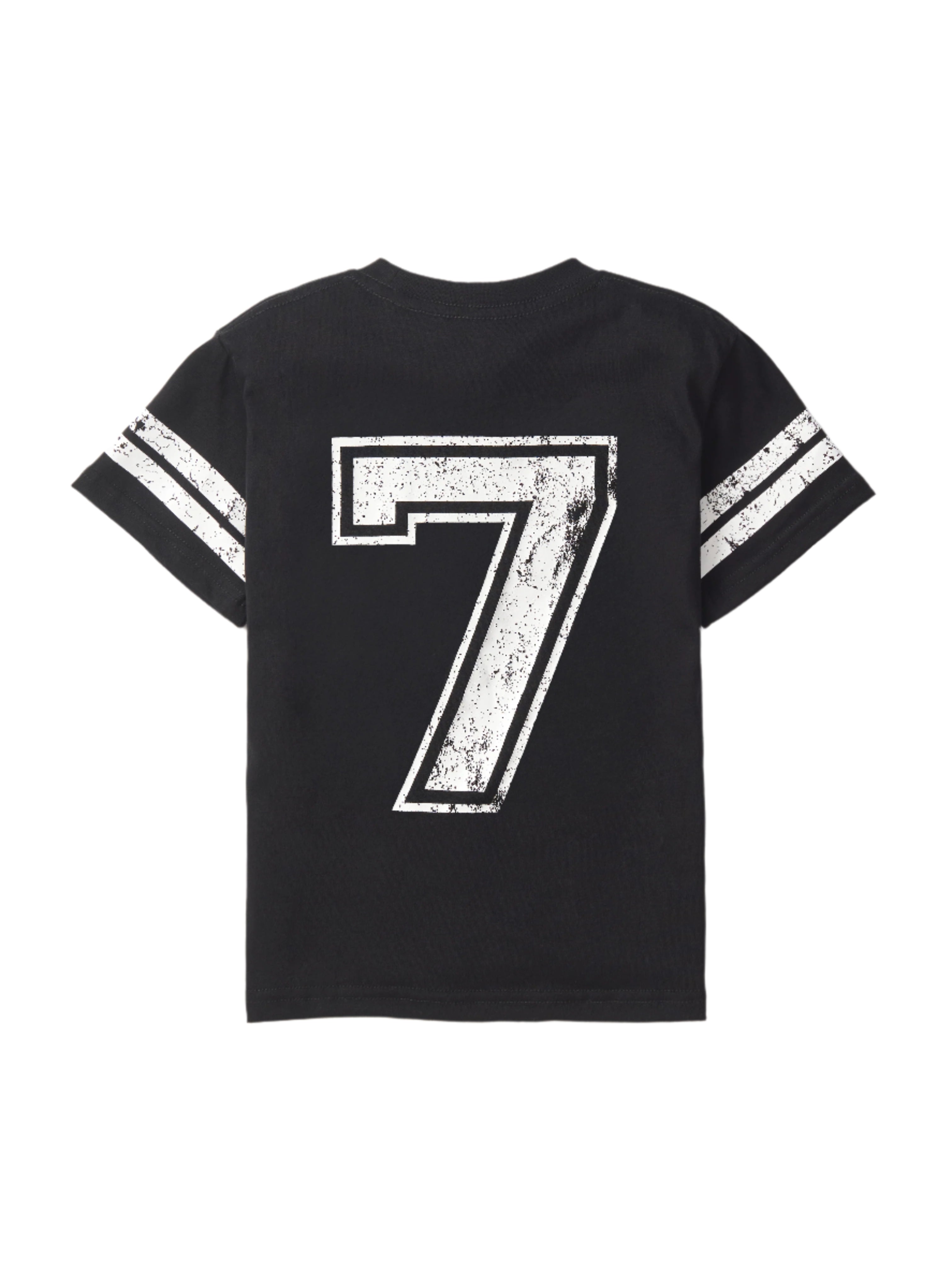 Varsity 7th Birthday Elevated T-Shirt - Black | Trendy Kids' Graphic Tee for Birthday Parties & School Events