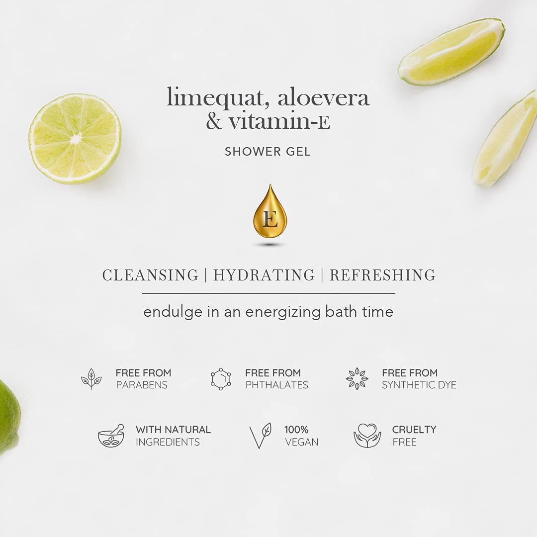 Cleansense Shower Gel Combo - 100% Vegan, Paraben Free with Aloe Vera & Vitamin E (Blueberry Limequat, 280ml x 2) | Hydrating Body Wash for Sensitive Skin, Perfect for Daily Shower & Spa Relaxation