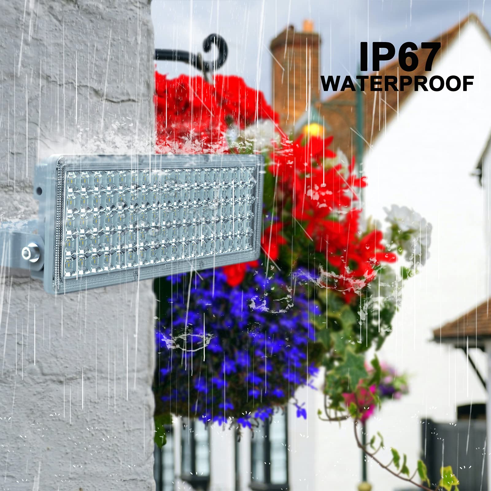 Kekeou GDIDEA 100W LED Flood Light Outdoor - 11000LM 6500K IP67 Waterproof Stadium Light for Yard, Garden, Parking Lot & Building Exterior (Commercial/Residential Use)