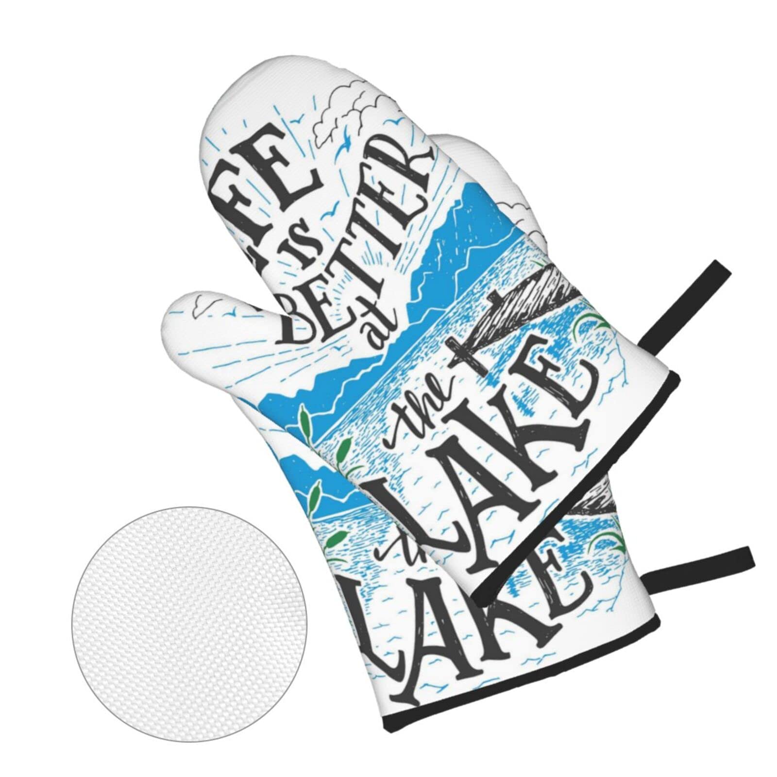 Heat Resistant Oven Mitts and Pot Holders Set of 4 - Non-Slip Kitchen Gloves for Grilling, Baking, Cooking & BBQ - Perfect for Lakeside, Pier, Mountain & Outdoor Cooking Adventures