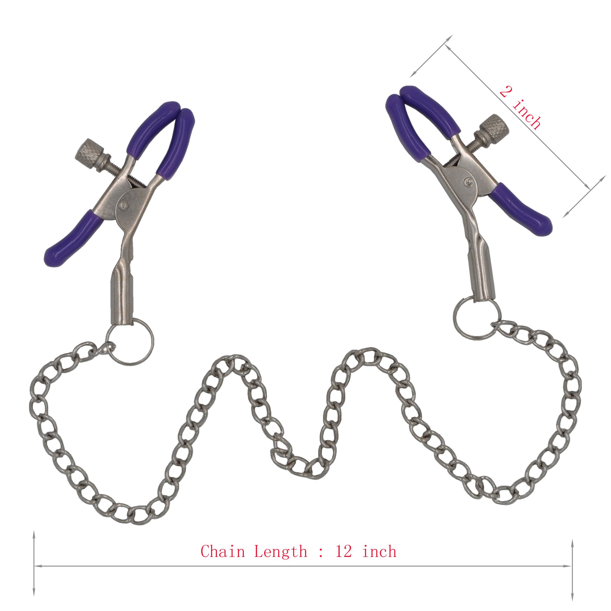 Stainless Steel Adjustable Non-Piercing Nipple Clamps for Women - Stylish Faux Body Jewelry with Chain Necklace - Perfect for BDSM, Sensual Play & Fashion Accessories