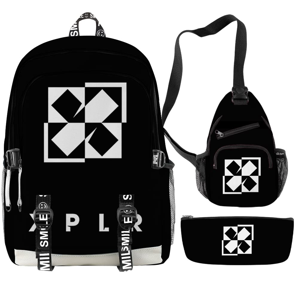 Sam and Colby XPLR Printed Backpack - Stylish Teen Travel Backpack Set (3-Piece) - Perfect for School, Camping & Adventure Trips