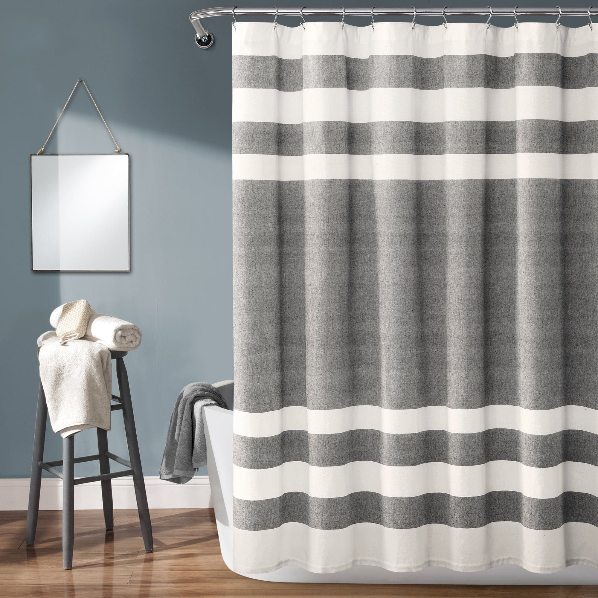 Cape Cod Stripe Yarn Dyed Cotton Shower Curtain - Waterproof Bathroom Decor for Coastal & Nautical Theme