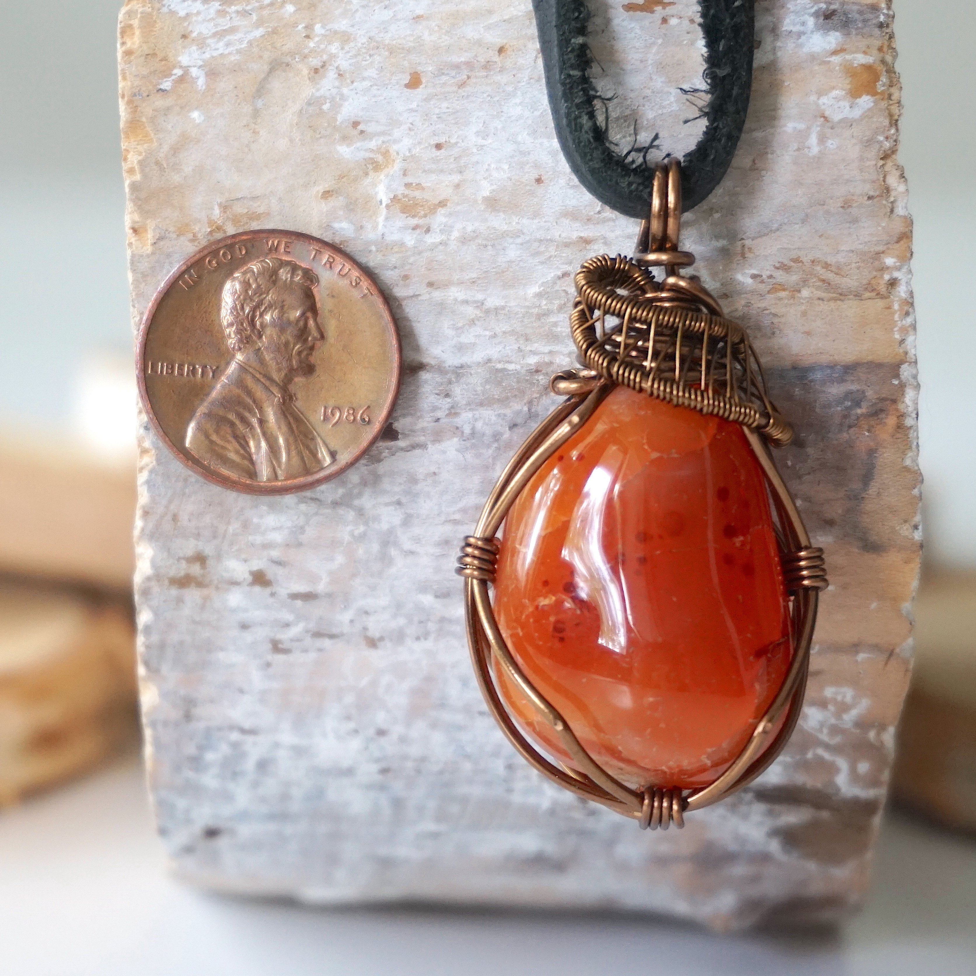 Antique Bronze Men's Carnelian Necklace - Handmade Gemstone Jewelry for Gifts & Spiritual Healing | Perfect for Meditation, Energy Balancing & Everyday Wear