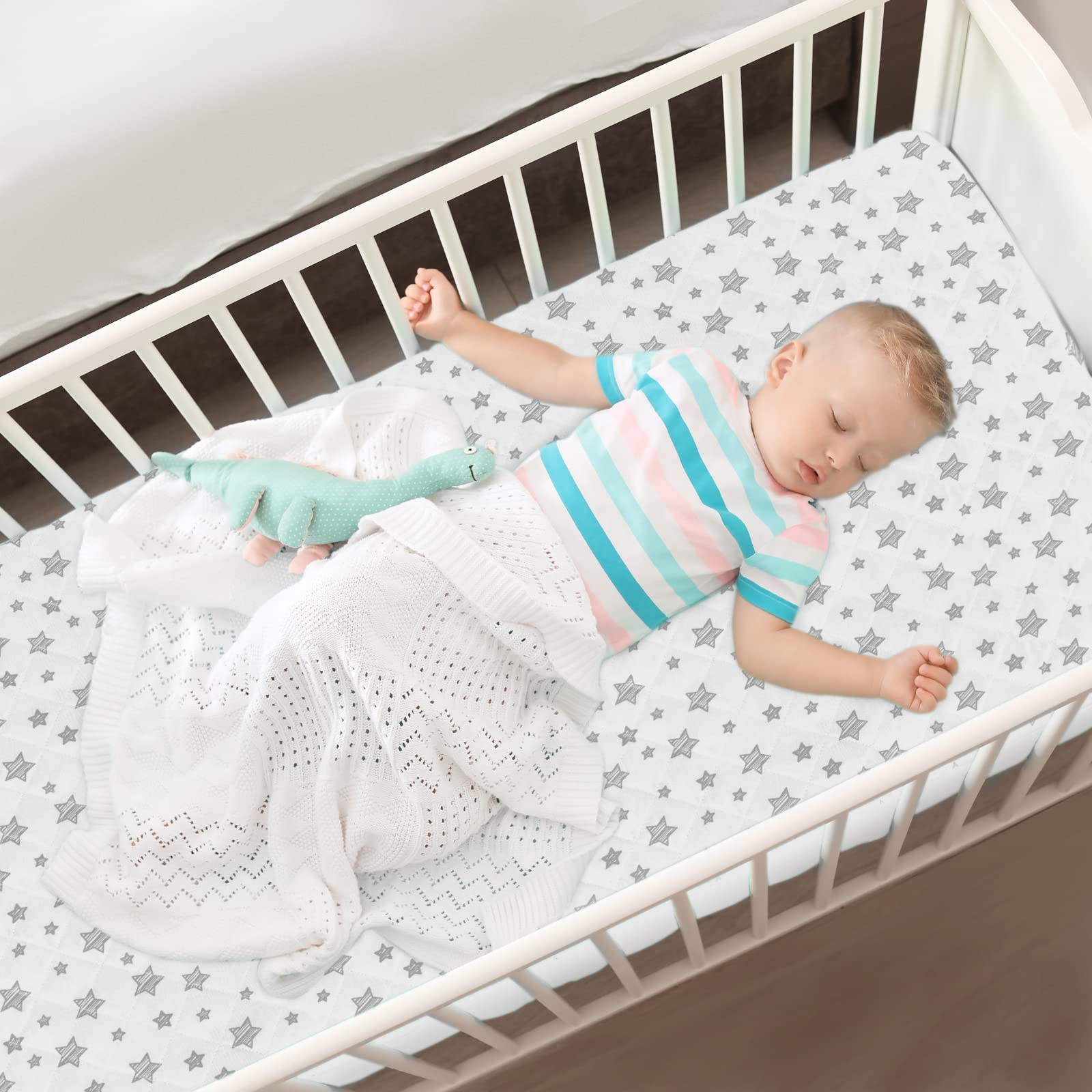 Waterproof Crib Mattress Protector - Quilted Toddler Bed Cover 52