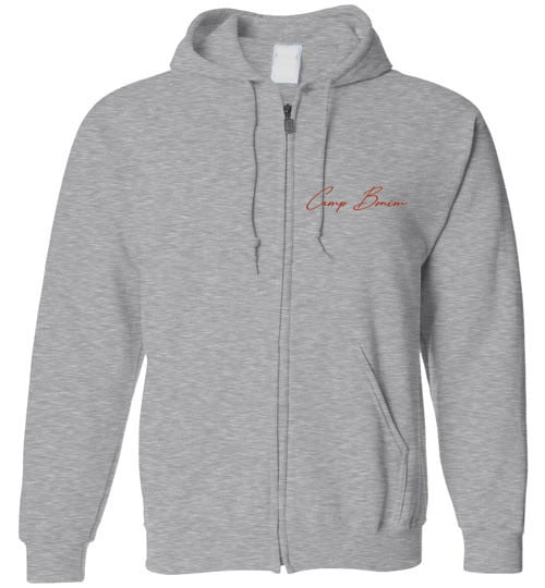 Bonim Zip Hoodie for Men & Women - Stylish Maroon Scrawl Pullover | Perfect for Casual Wear, Gym, and Outdoor Activities
