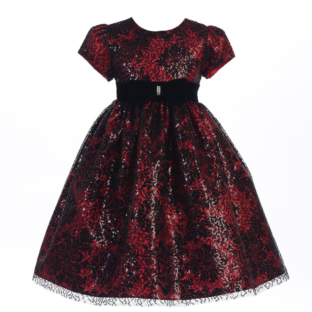 Little Girls Red & Black Lace Overlay Christmas Party Dress Size 2T - Perfect for Holiday Photos, Family Gatherings & Festive Celebrations