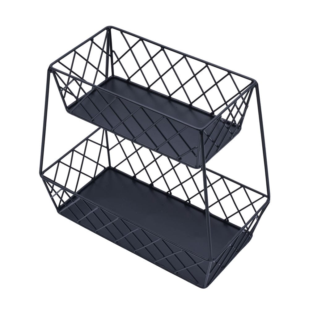 Lattice Farm Flat Back 2 Tier Storage Basket - Woven Rattan Organizer for Bathroom, Kitchen, or Bedroom - Perfect for Towels, Toys, and Home Decor