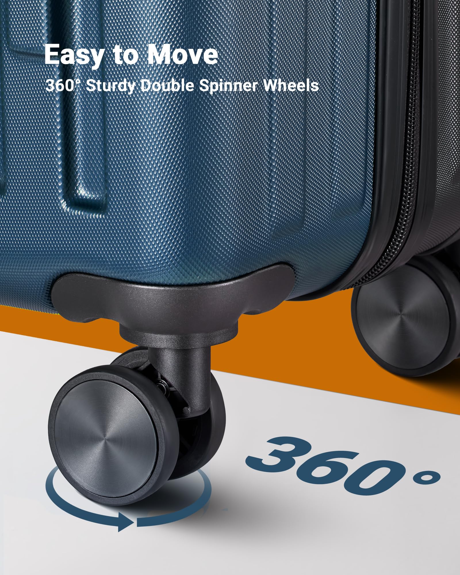 2 Piece Hardside Lightweight Luggage Set with 360° Spinner Wheels - Airline Approved Carry-On Suitcase (20/28 Inch, Blue & Black) - Perfect for Travel, Business Trips & Vacations