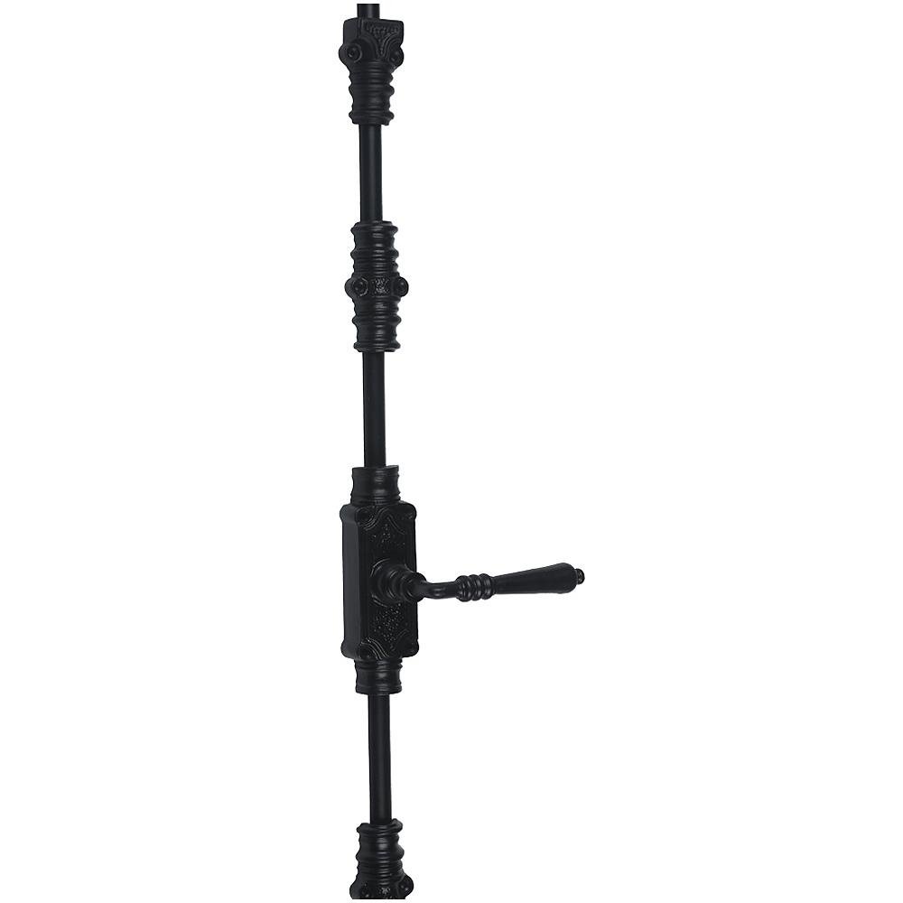 9 Feet Iron Lever Style Door Cremone Bolt - Black Powder Coat Finish - Right Hand Configuration - Secure Sliding Doors, Patio Gates & Barn Entries