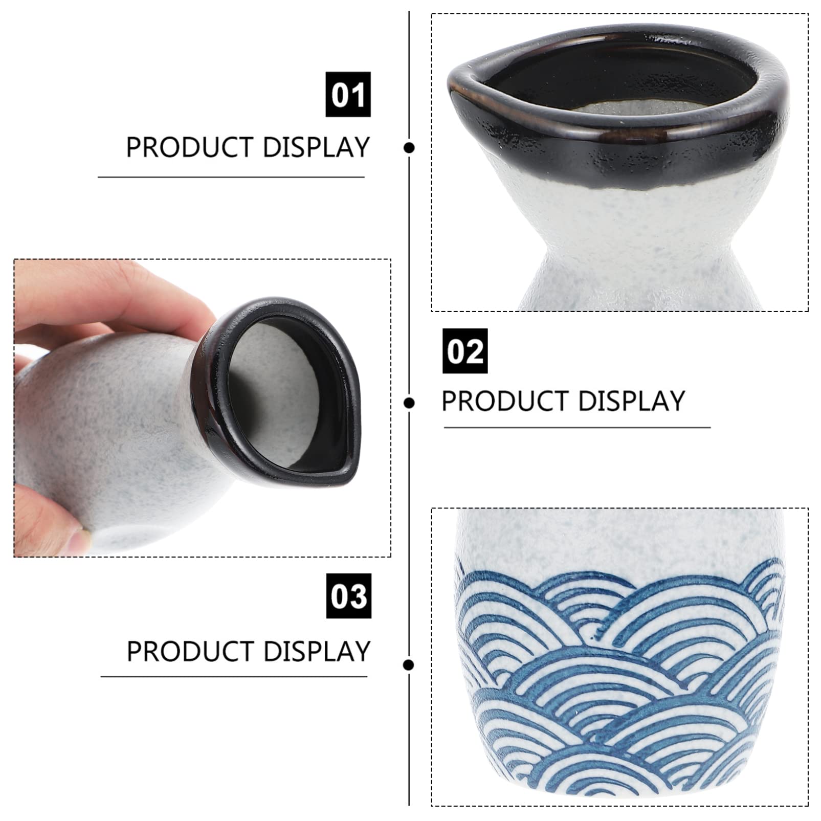 DOITOOL Traditional Japanese Sake Set - Ceramic Sake Pot & 4 Cups - Authentic Japanese Drinking Vessels for Sake, Tea, or Cocktails - Perfect for Home Entertaining, Japanese Culture Lovers & Unique Gift Giving (Blue)