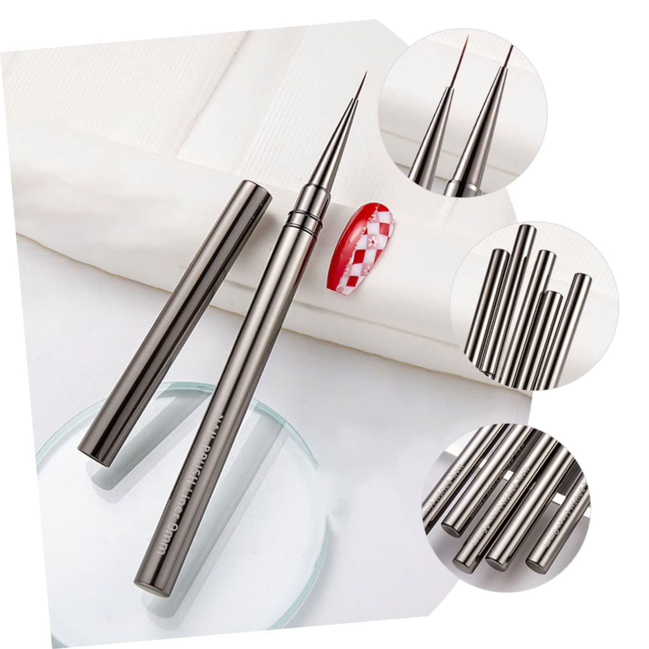 3pcs Minkissy Nail Art Drawing Pen Set - Ultra Fine Metal Tip Manicure Brush for Gel Polish & Eyeliner | Professional Nail Liner Tools for Salon & Home DIY Nail Designs