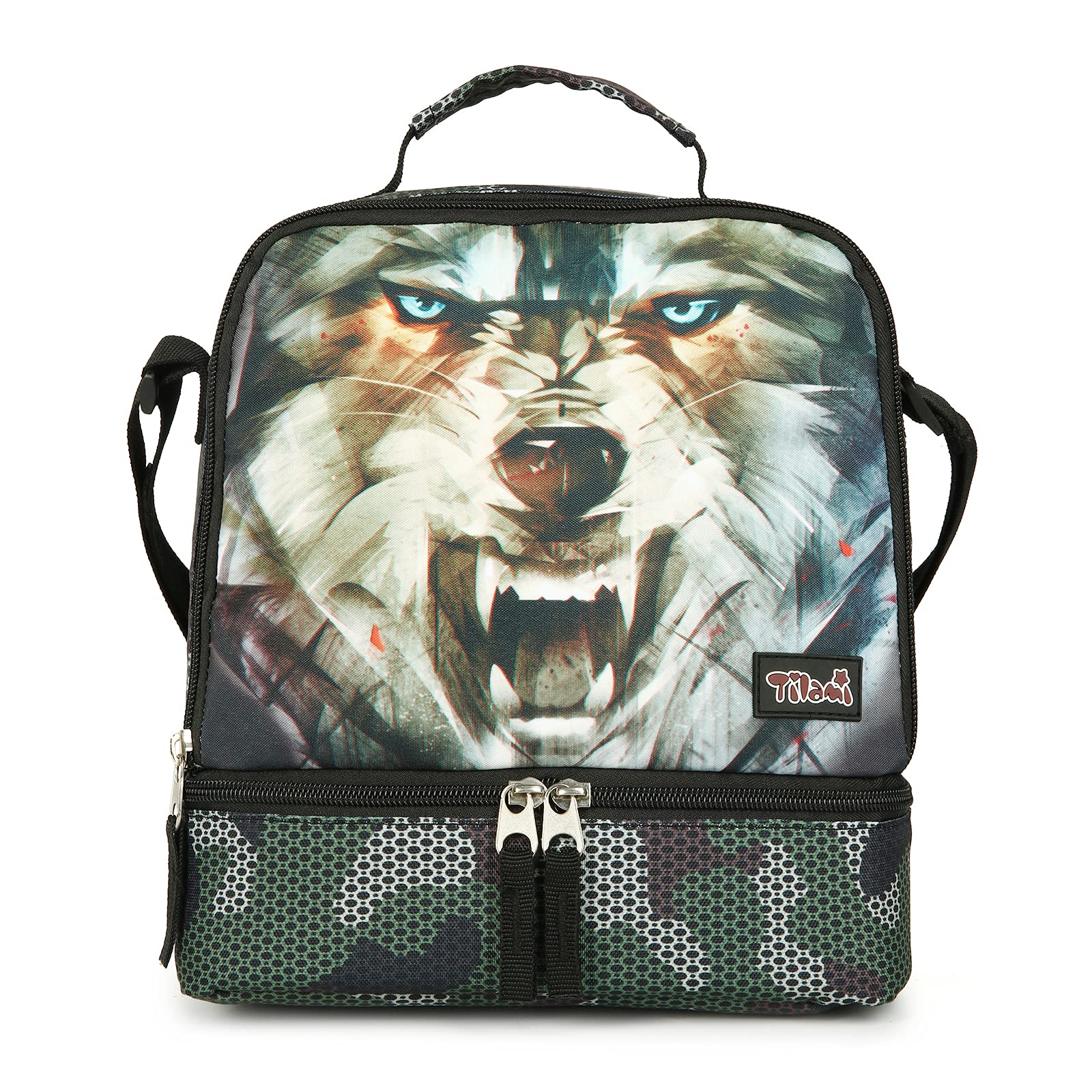 Tilami Insulated Lunch Bag with Adjustable Strap & Zipper - Water-Resistant Cooler Bag for Kids & Toddlers - Perfect for School, Picnics & Outdoor Activities (Tiger Design)