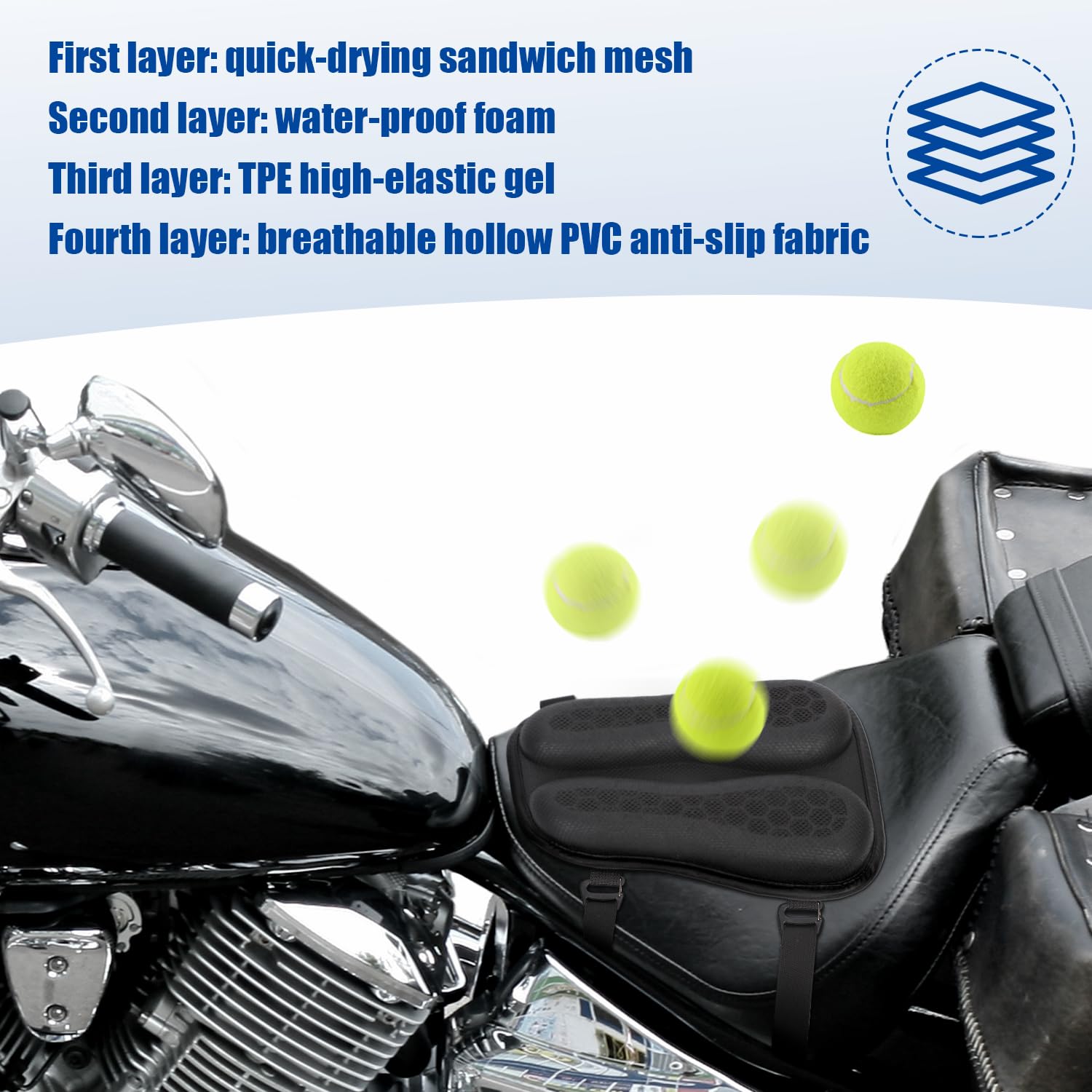 3D Honeycomb Motorcycle Seat Cushion - Breathable Gel Pad for Comfort Riding