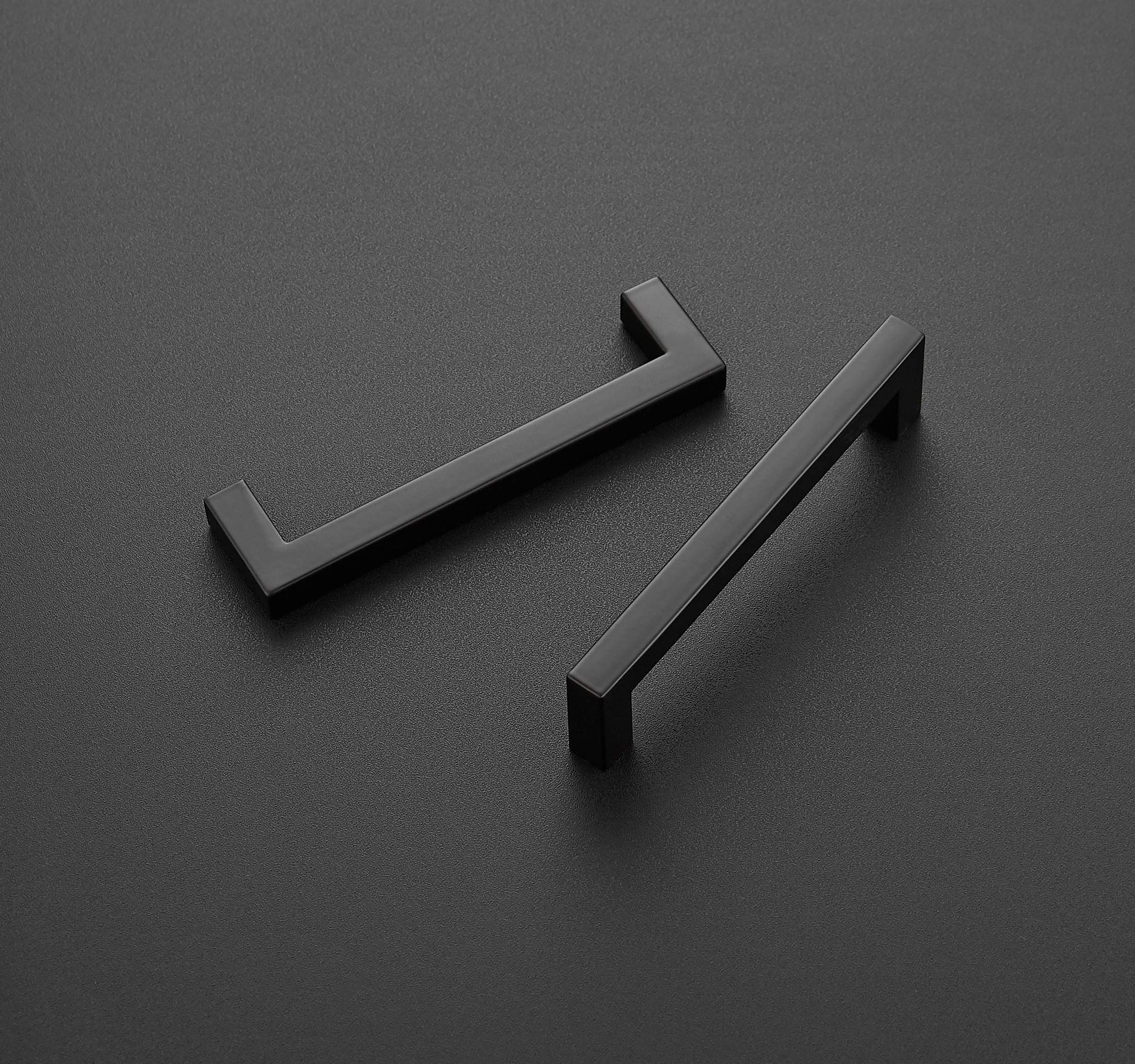 50 Pack 5 Inch Matte Black Square Cabinet Handles - Kitchen Cabinet Pulls & Drawer Handles for Cabinets, Cupboards, Dressers - Durable Hardware for Modern Home, Office & RV Use