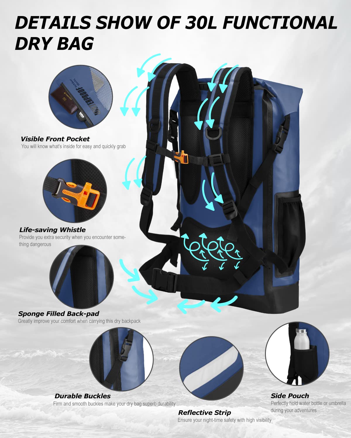 IDRYBAG Waterproof Dry Bag - Floating Backpack for Kayaking, Boating & Water Sports | Durable Marine Gear for Swimming, Camping & Beach Activities