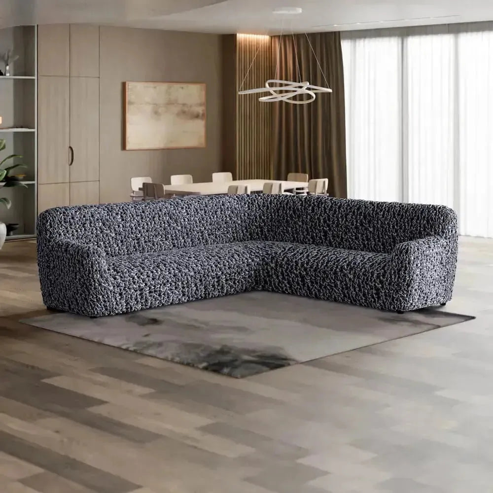 Fuco Velvet Corner Sofa Slipcover - Stretchable Furniture Protector for Living Room, Bedroom & Office - Soft & Durable Sofa Cover for Pets & Kids