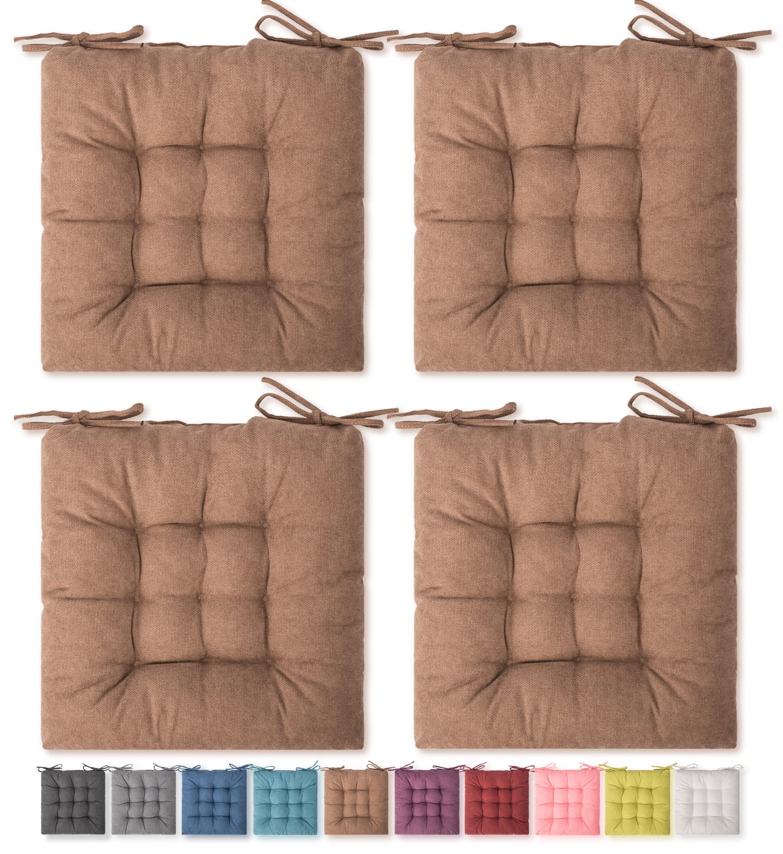 4 Pack Square Moon Seat Cushions - Comfortable Chair Pads for Office, Dining & Desk Chairs - Indoor & Outdoor Use - Perfect for Home, Office & Patio Furniture