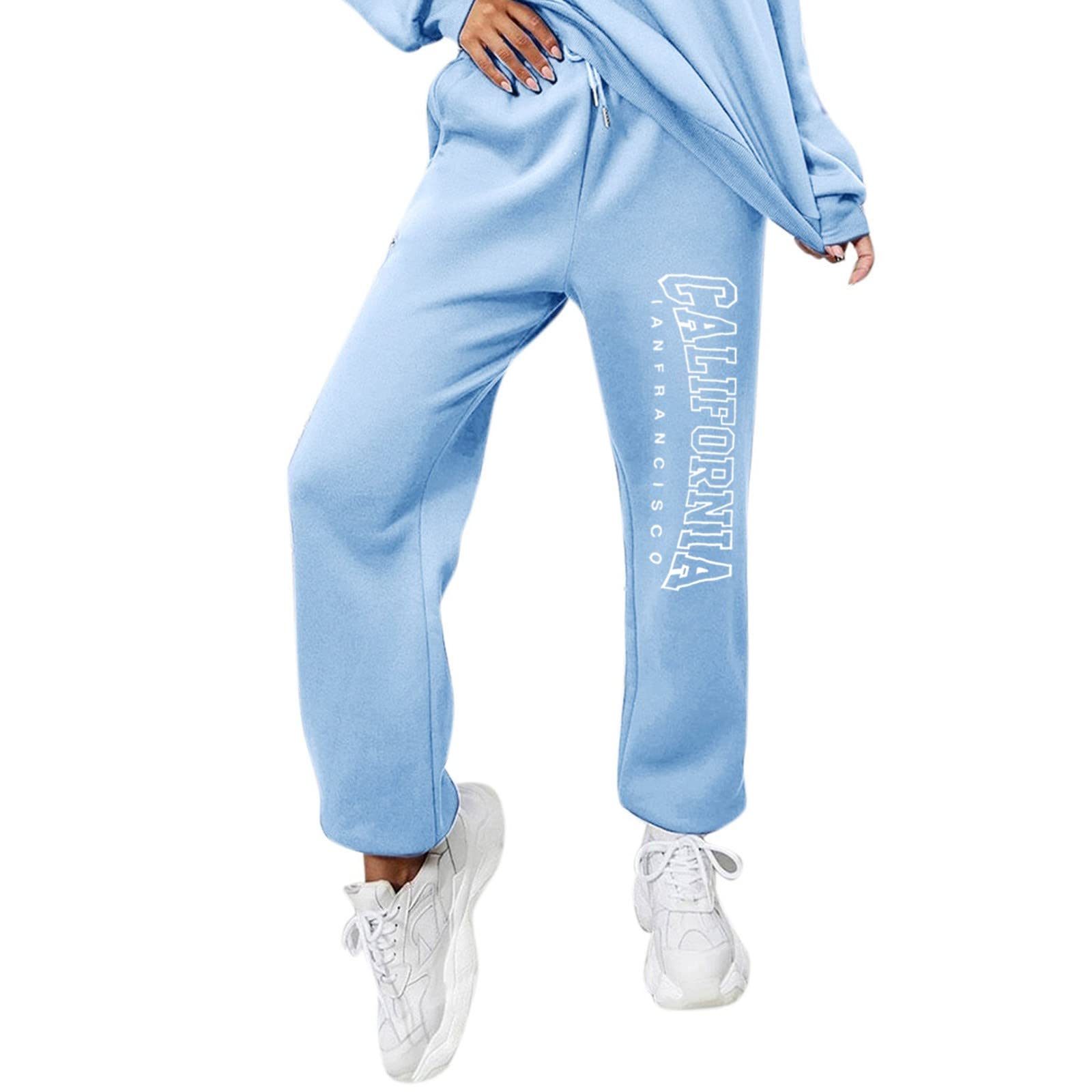 Women's Letter Graphic Drawstring Fleece Sweatpants - Warm Baggy Joggers for Fall, Plus Size Workout Pants - Perfect for Yoga, Lounge & Casual Wear