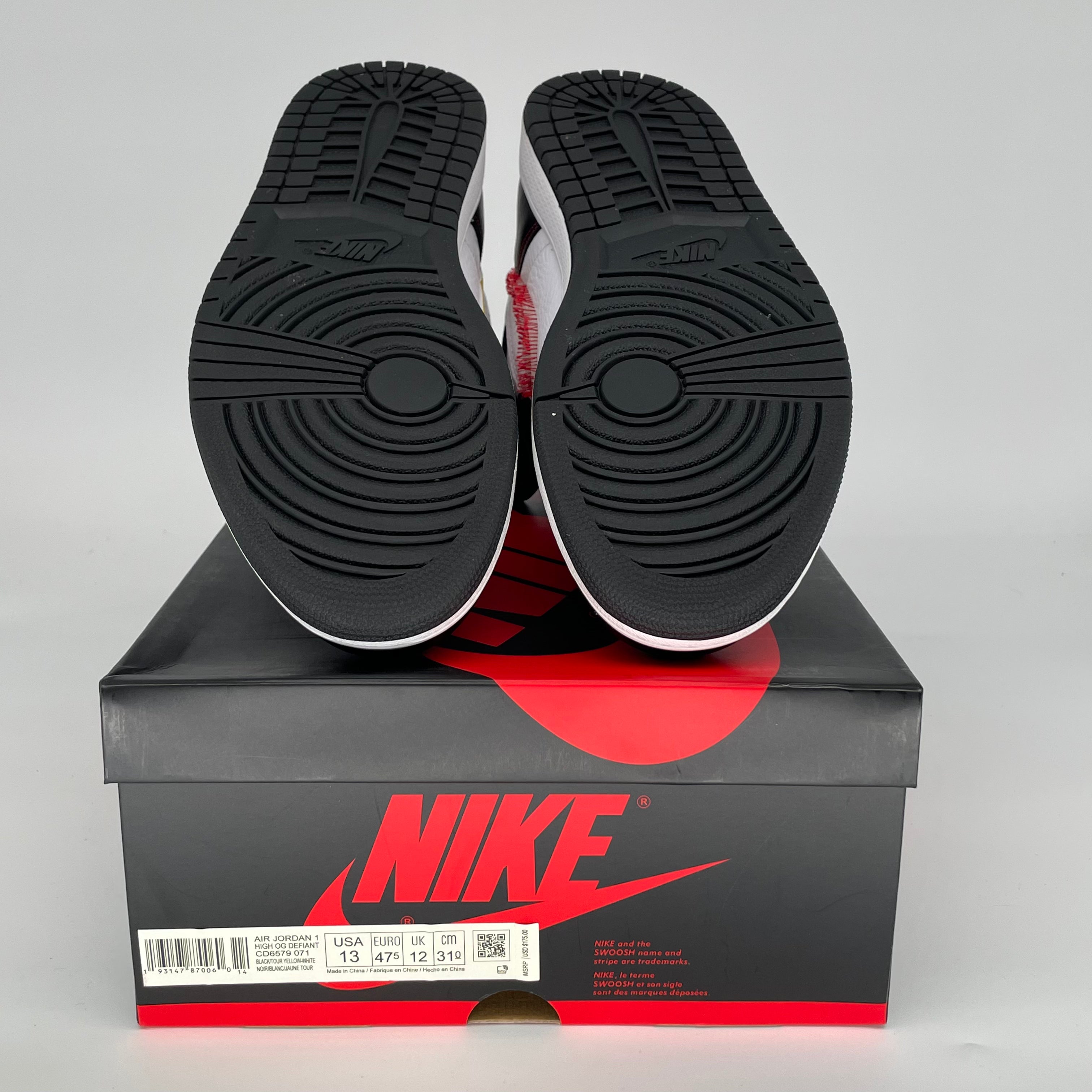 Original Air Jordan 1 Defiant High OG - White/Black-Gym Red Men's Basketball Shoes Size 13 (CD6579-071) - Perfect for Streetwear & Court Performance