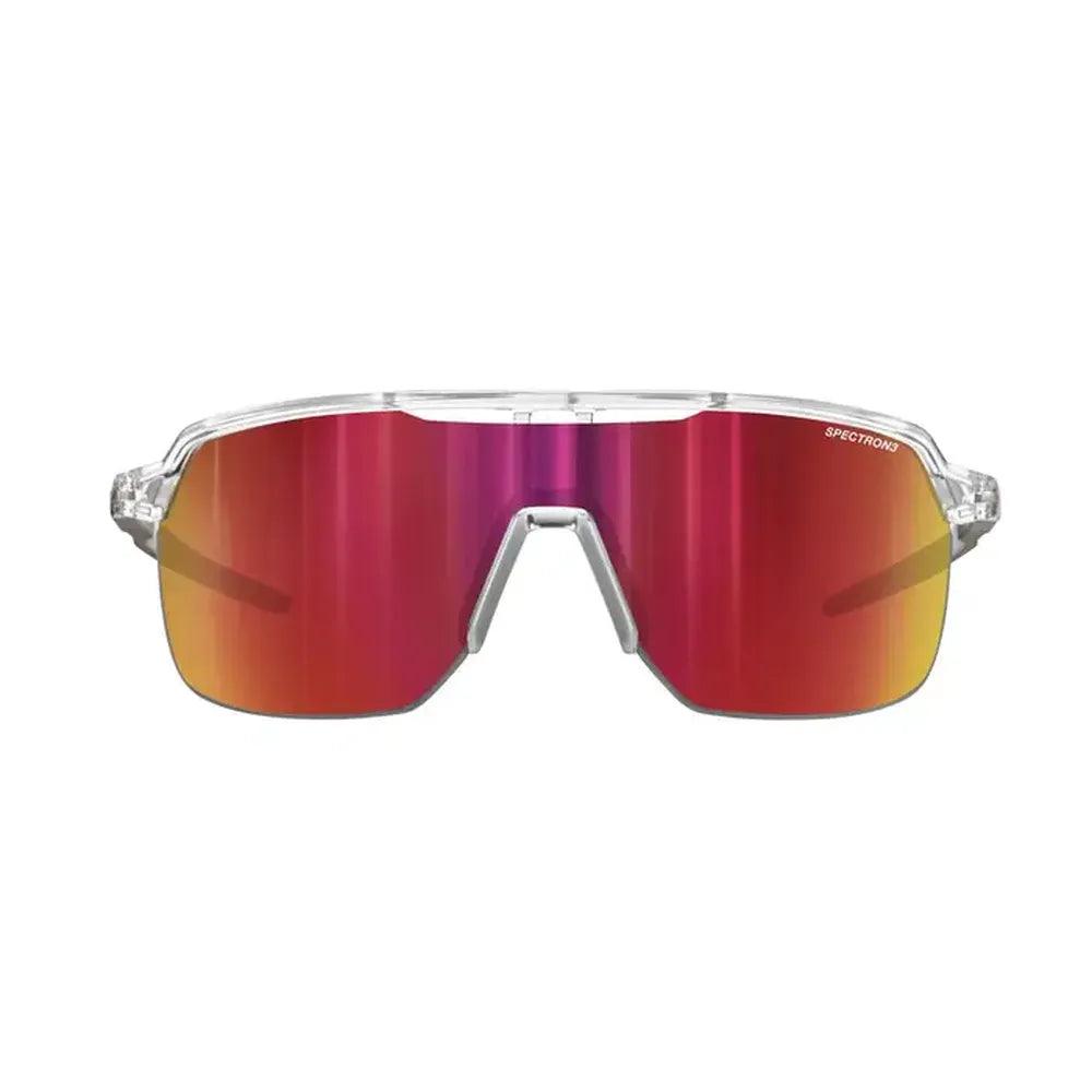 Julbo Frequency SP3 CF Sunglasses - Crystal Lens & Red Frame - UV Protection for Cycling, Running & Outdoor Sports