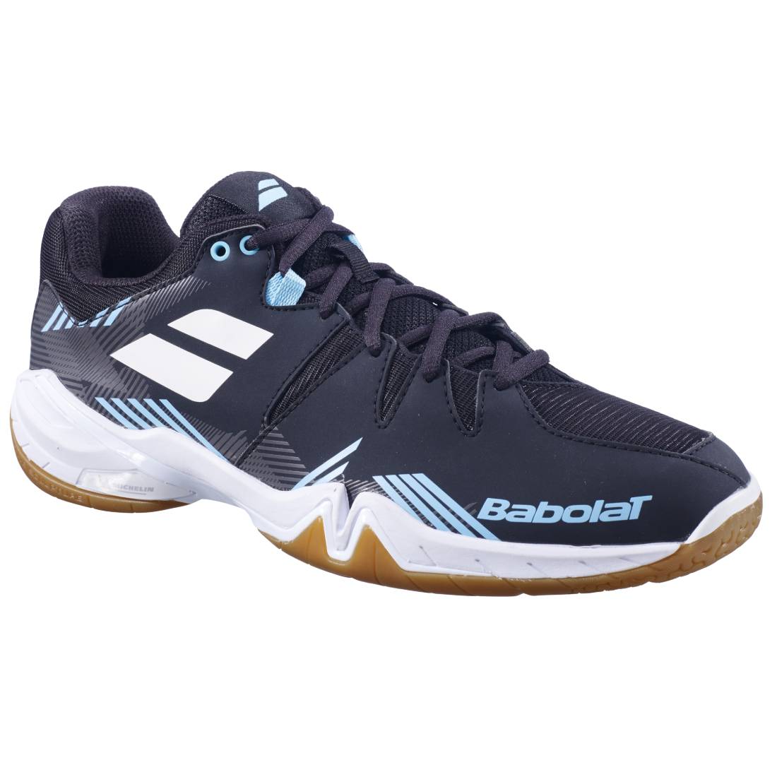 Babolat Shadow Spirit Men's Indoor Court Shoes - Lightweight Tennis Shoes for Badminton & Squash (Black/Light Blue) | Perfect for Indoor Sports & Gym Training