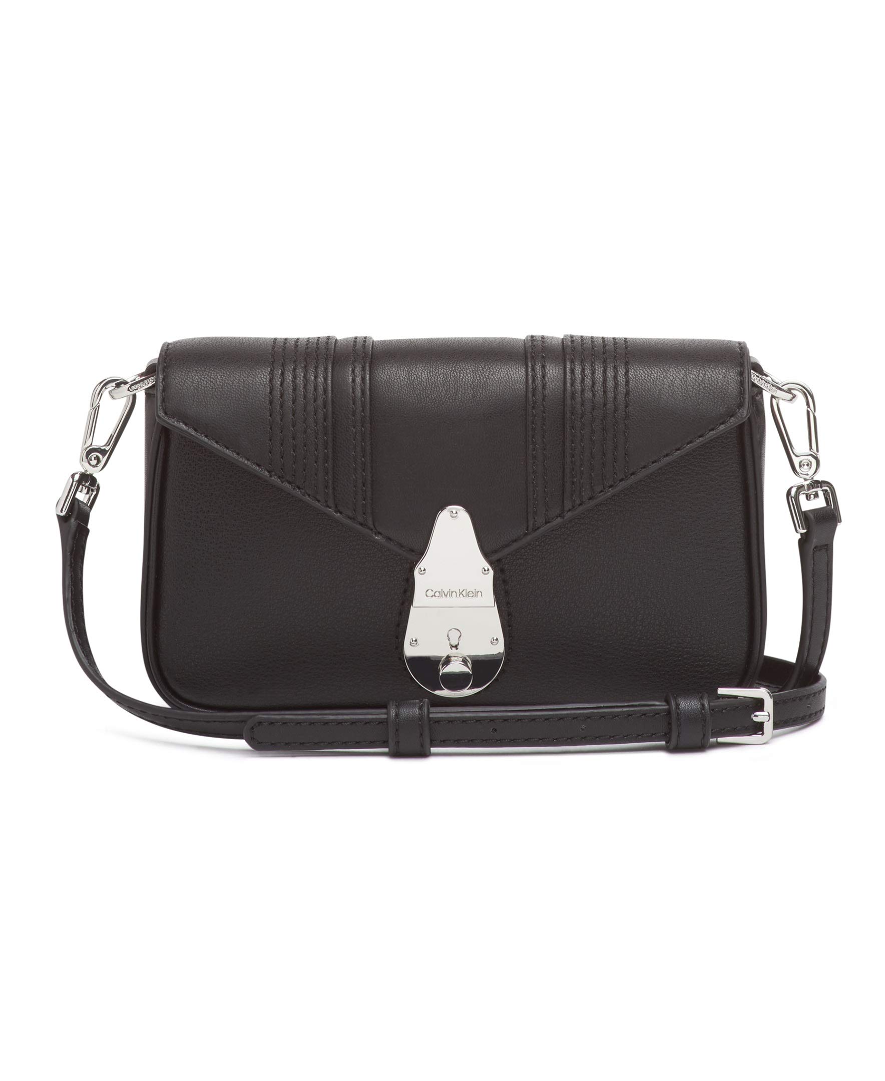 Calvin Klein Lock Linear Stitch Quilted Daytona Leather Crossbody Bag for Women - Stylish Shoulder Purse for Work, Travel & Everyday Use