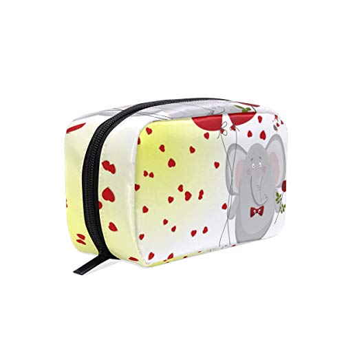 Women's Travel Makeup Bag with Elephant & Hearts Design - Cosmetic Organizer Pouch for Toiletries, Cosmetics & Accessories - Perfect for Vacation, Gym, Beach Trips & Daily Use