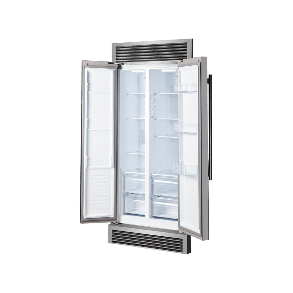FORNO Salerno 33 Inch Side by Side Refrigerator 15.6 Cu.Ft. Stainless Steel with Grill Trim - Energy Efficient Kitchen Appliance for Home, Restaurant & Office Use (Model FFRBI1805 37SG)