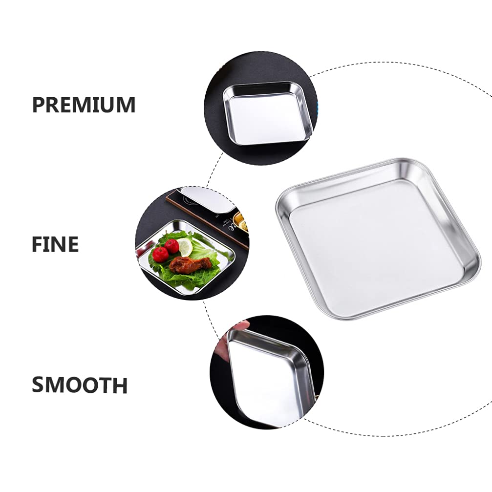 HEMOTON 2-Piece 304 Stainless Steel Serving Platter Set - Pie Plate, Steak Tray, Snack Dish & Bakeware for Camping, Coffee Table, and Kids' Parties | Durable & Elegant Serving Solution