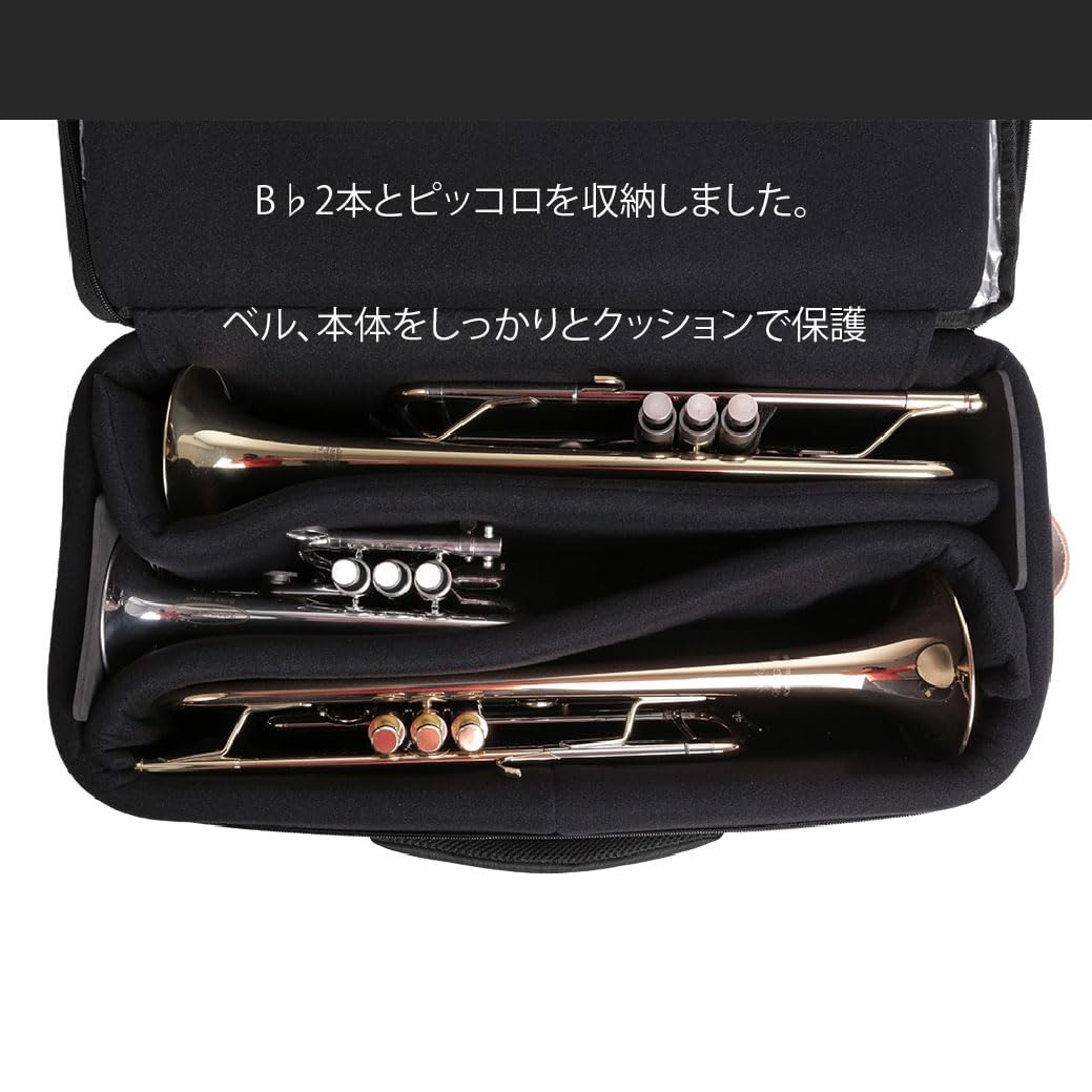 CURTIS Trumpet Double/Triple Multi Bag T4T - Durable Black Instrument Case for Trumpets, Flugelhorns & Cornets - Perfect for Musicians, Band Practice & Travel Accessories