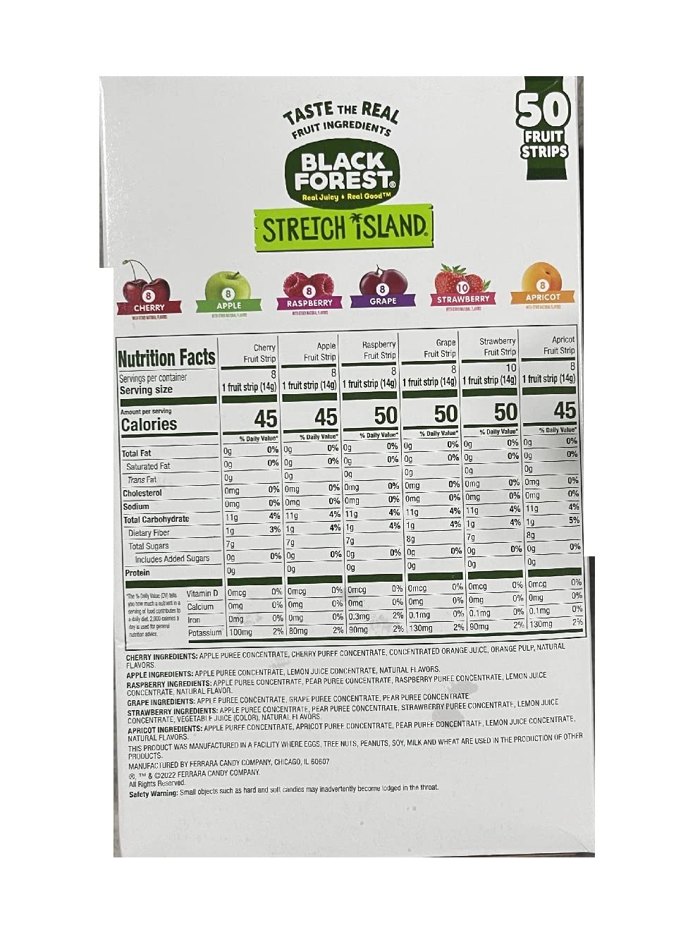 Stretch Island All-Natural Fruit Leather Snacks Variety Pack - Cherry, Apple, Strawberry, Apricot, Grape, Raspberry - 0.5oz No Sugar Added (50 Count) | Healthy On-the-Go Snack for Kids, Hiking, Lunch Boxes & Road Trips