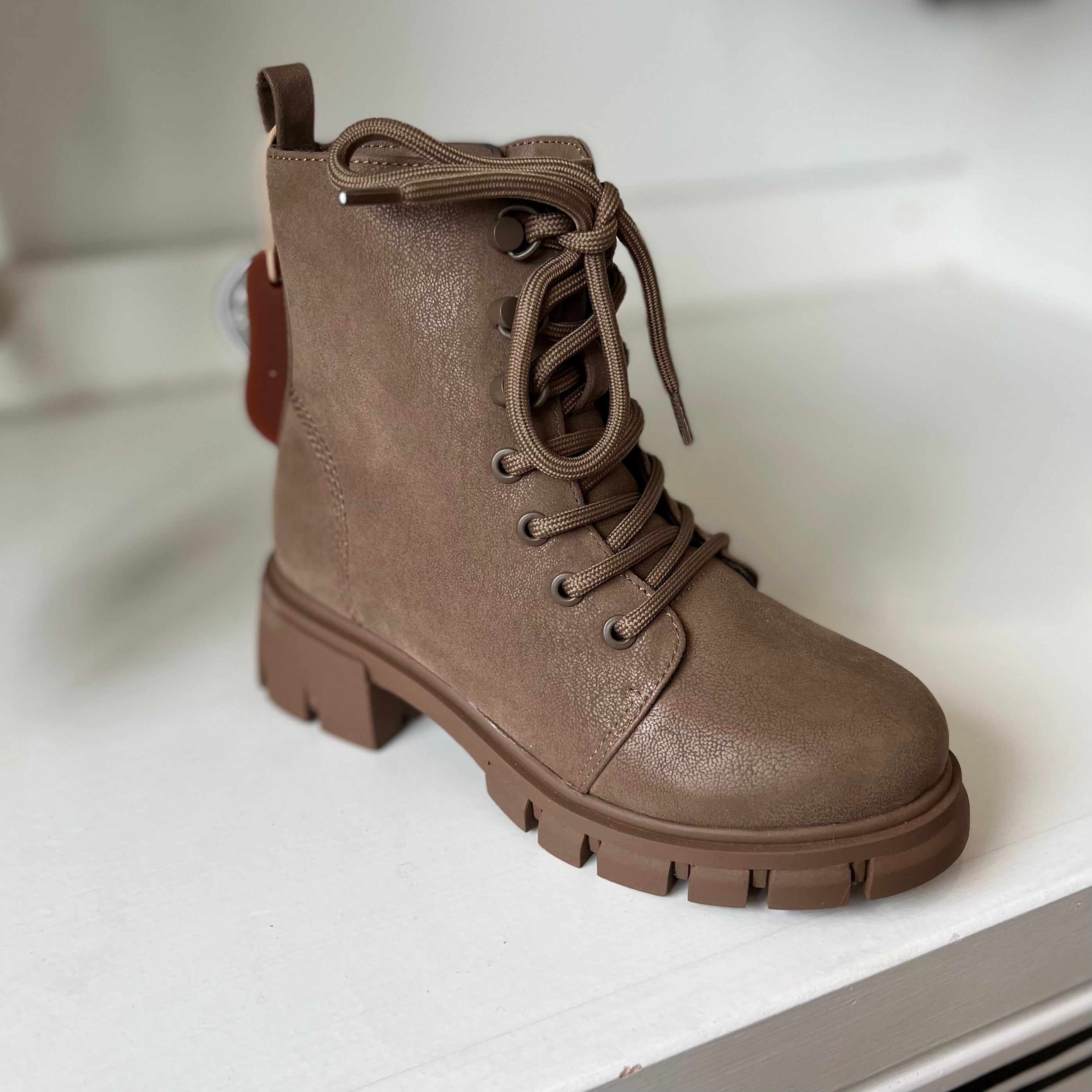 Little Mila Army Boots for Women - Stylish Taupe Brown Combat Boots | Perfect for Casual Outfits, Streetwear & Fall Fashion