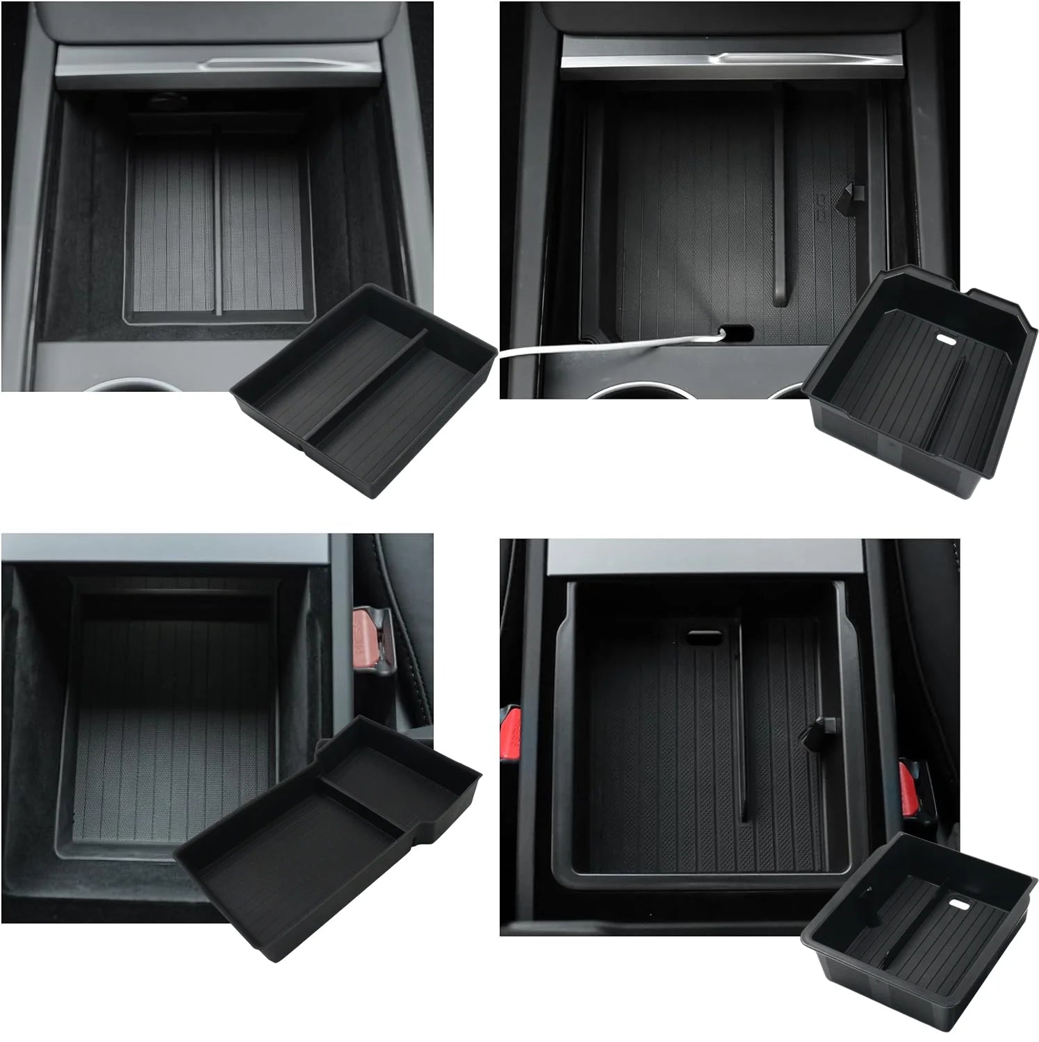 2024-2025 Tesla Model 3 & Model Y Center Console Organizer Set - 4 Piece Car Storage Box Organizer for Phone, Keys & Accessories - Perfect for Road Trips & Daily Commute