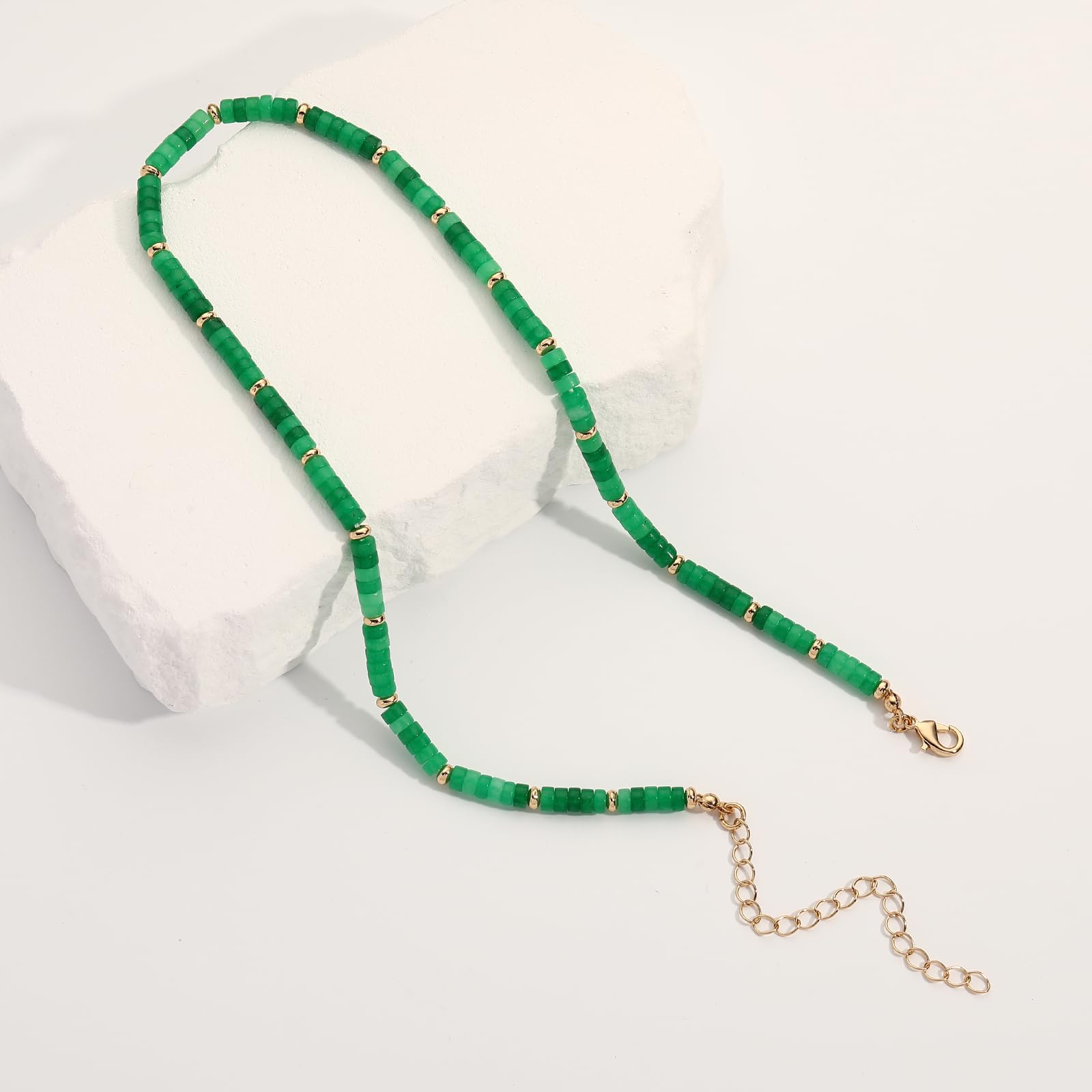Apsvo Beaded Necklaces for Women - Gemstone Boho Choker Necklace, Natural Stone Jewelry for Summer & Beach Wear | Perfect for Boho Fashion, Casual Outfits & Vacation Accessories