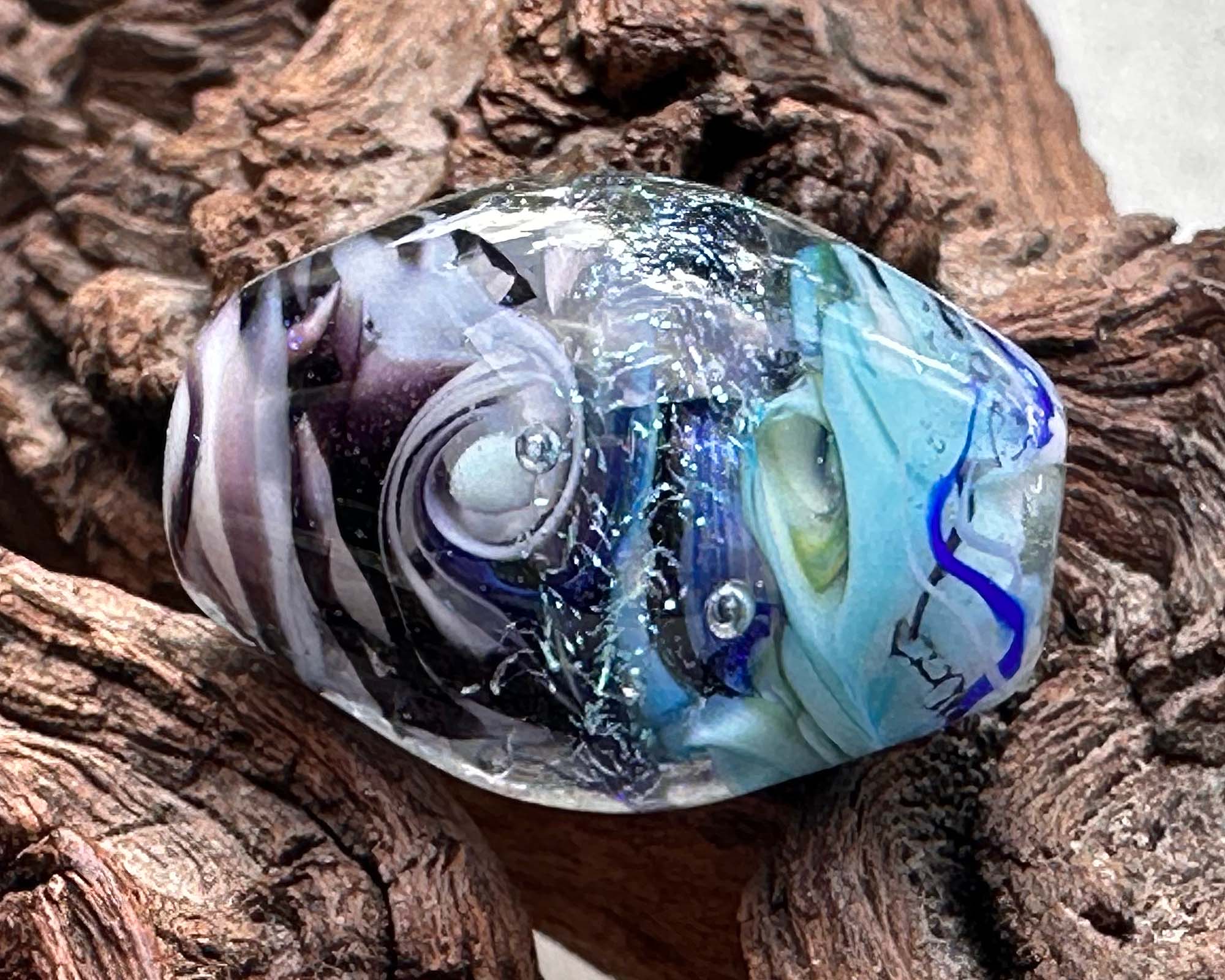 Dichroic Glass Lampwork Focal Bead for Jewelry Making - Swirling Waters Design - Handmade Artisan Bead for Necklaces, Bracelets & DIY Crafts
