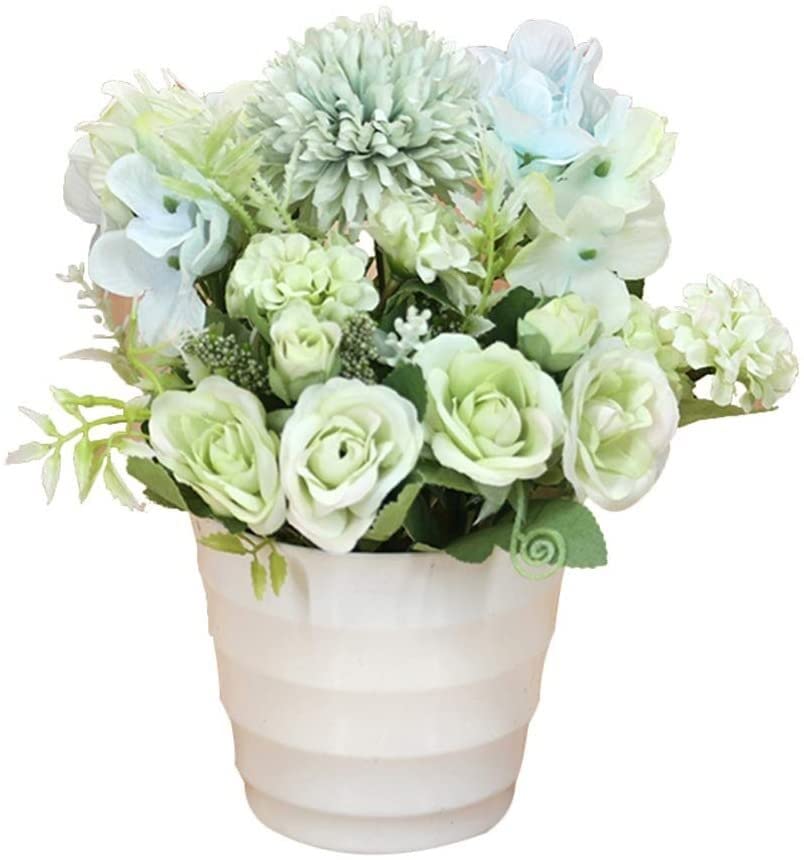 Premium Artificial Flowers Set - Realistic Plastic Rose & Peony Potted Plants for Home, Office, Garden Decor - Faux Green Rose Bonsai | Perfect for Living Room Centerpiece, Wedding Decor, and Indoor Greenery