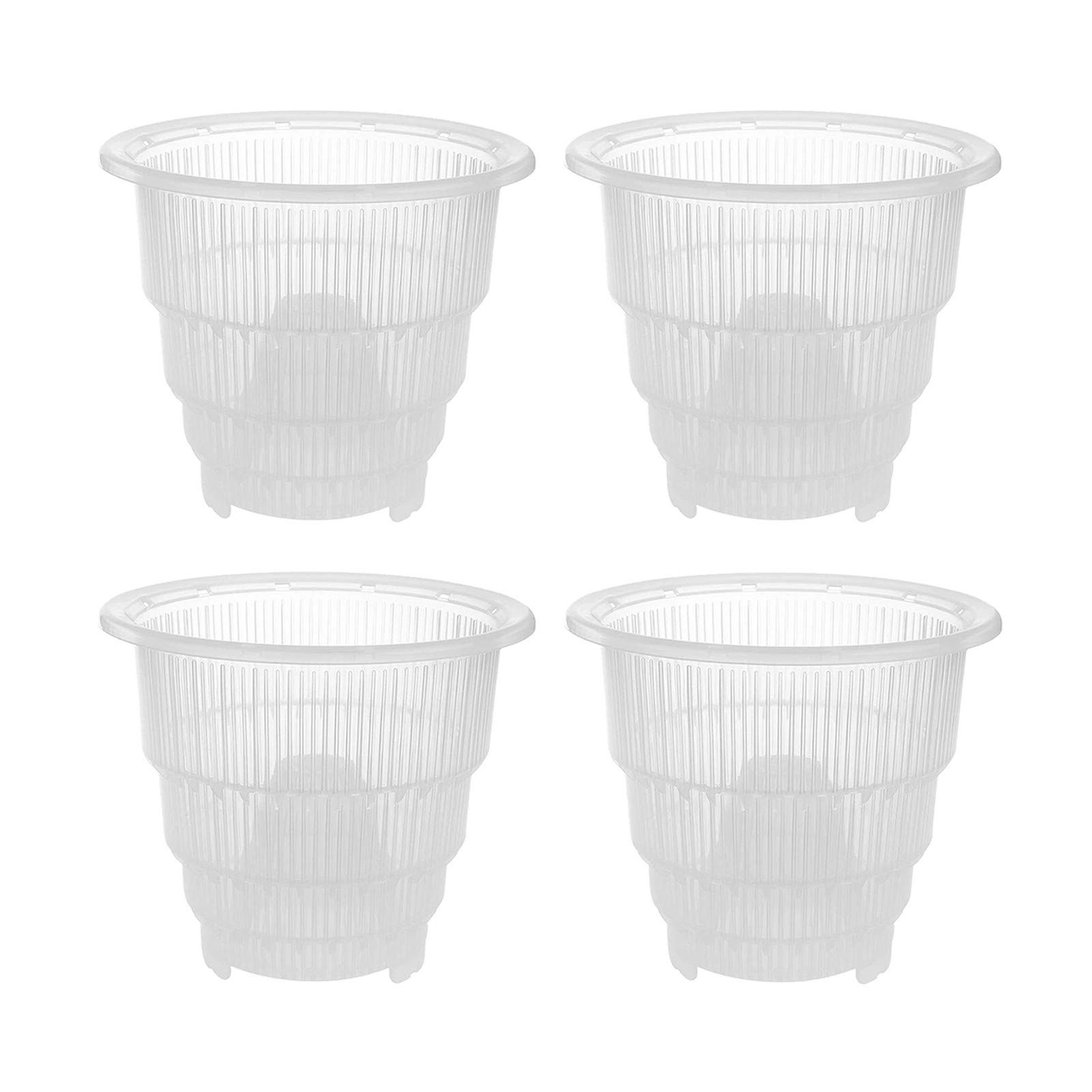 Uookboy 4-Piece Clear Plastic Orchid Pots with Drainage Holes - Breathable Slotted Planters for Indoor Orchids, Succulents & Herbs - Perfect for Home Decor, Office Plants & Gardening Gifts