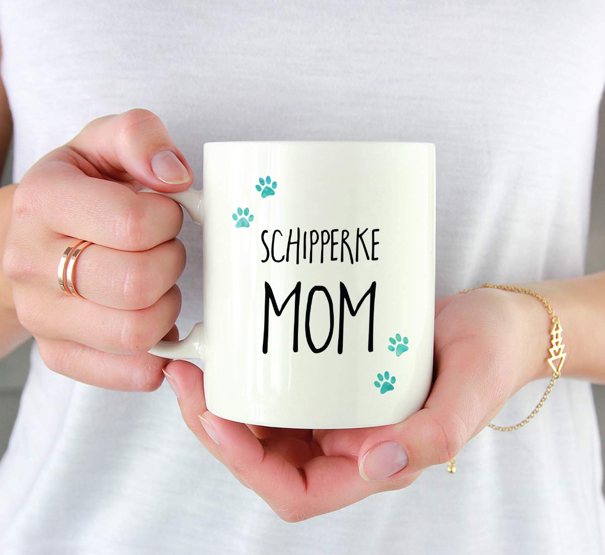 Funny Dog Mom Coffee Mug - 11oz Ceramic Cup with Schipperke Dog & Pawprint Design - Perfect Gift for Dog Lovers (Christmas, Birthday) - Includes Gift Box - Great for Coffee, Tea, Office Use & Dog Lover Gifts