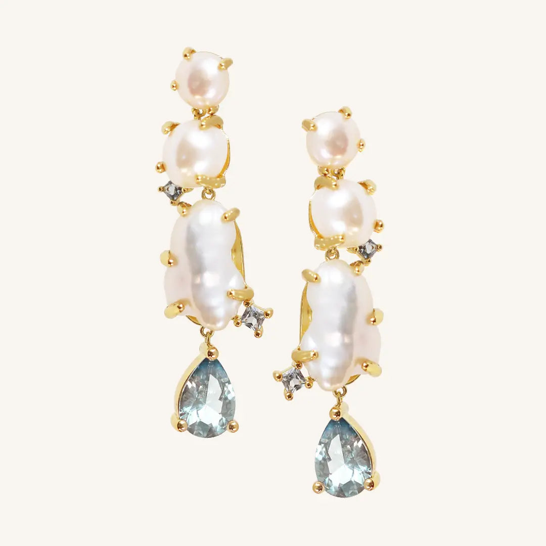 Elegant Something Blue Pearl Earrings for Brides – Perfect for Weddings, Prom & Special Occasions
